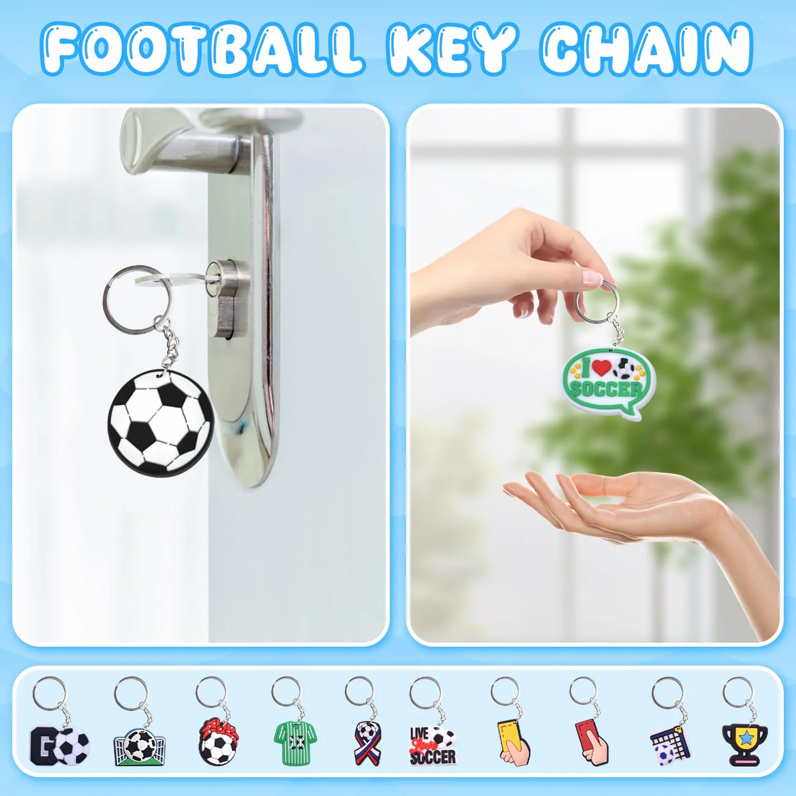 Porte-clés de Football 20 Pièces pour Fan de Sport, Cadeaux Souvenirs