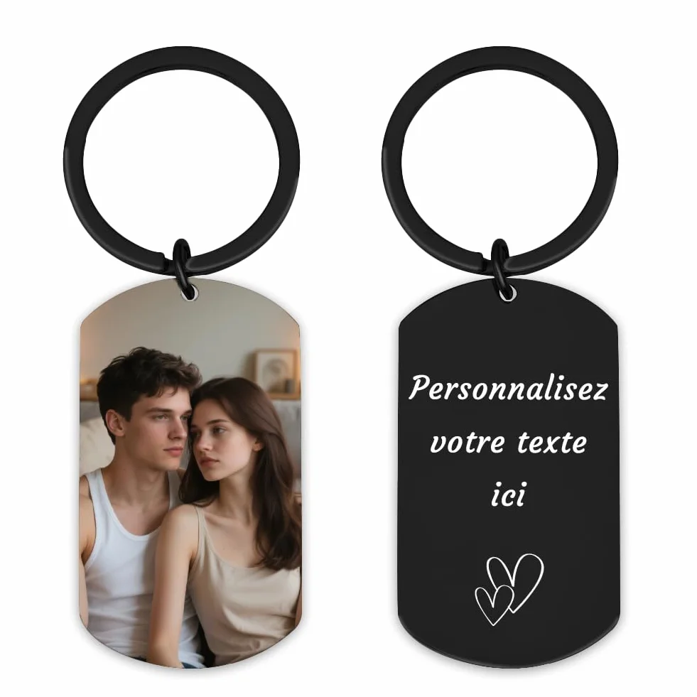 Porte-clés personnalisé photo texte Saint-Valentin anniversaire pour lui mari