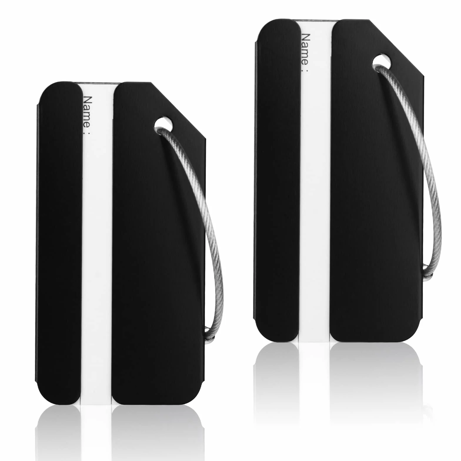 Flintronic 2 Pièces Étiquette Bagage en Alliage d'aluminium avec Cordes en Acier Inoxydable