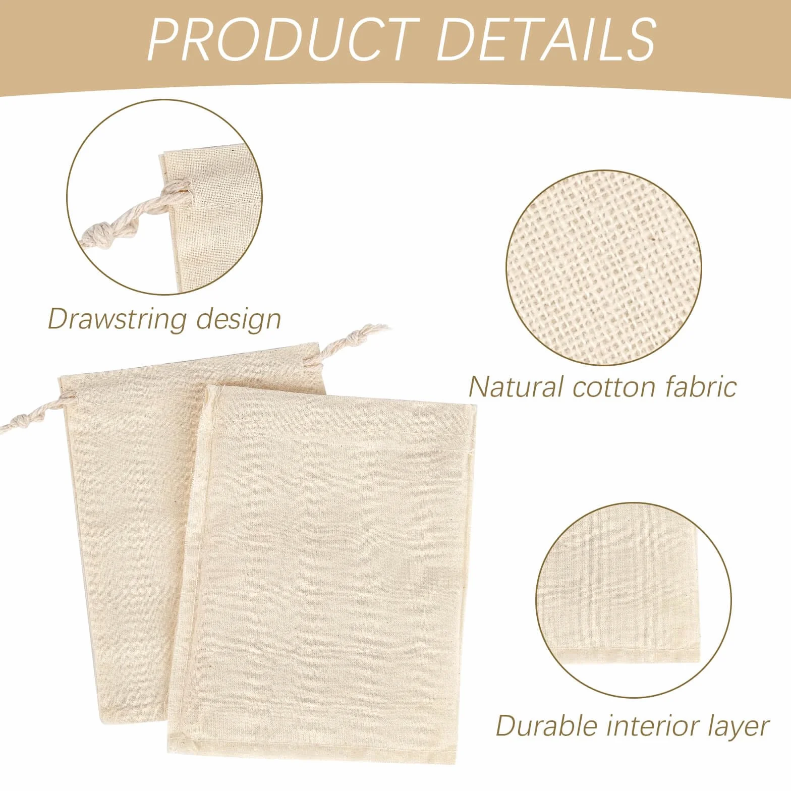 Sacs en Lin 7x9cm, Pochon Tissu Mariage avec Cordon de Serrage, Sac Cadeau Toile 30pcs