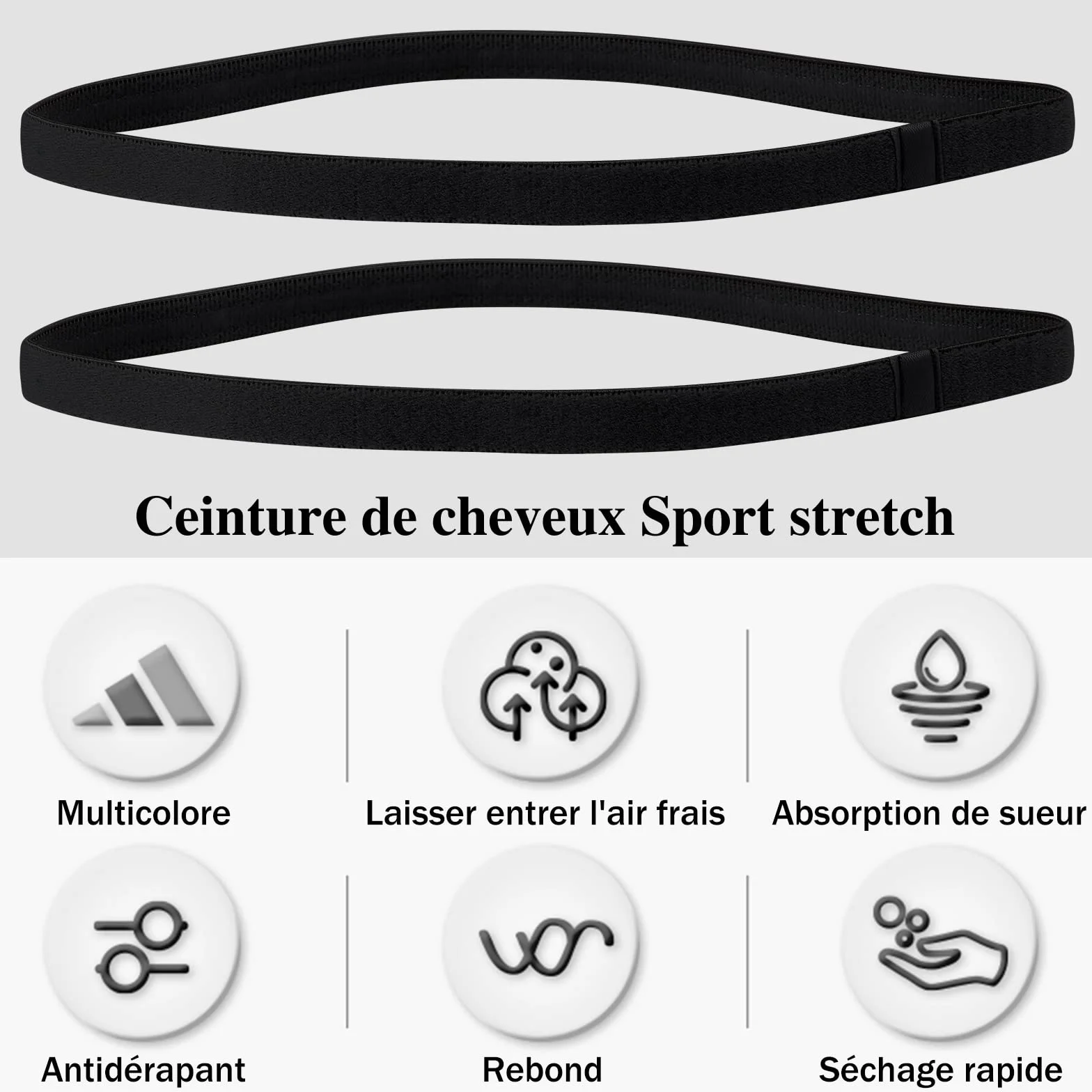 Bandeaux Cheveux Homme Élastique Sport Antidérapants 6 Pcs Yoga Football Jogging