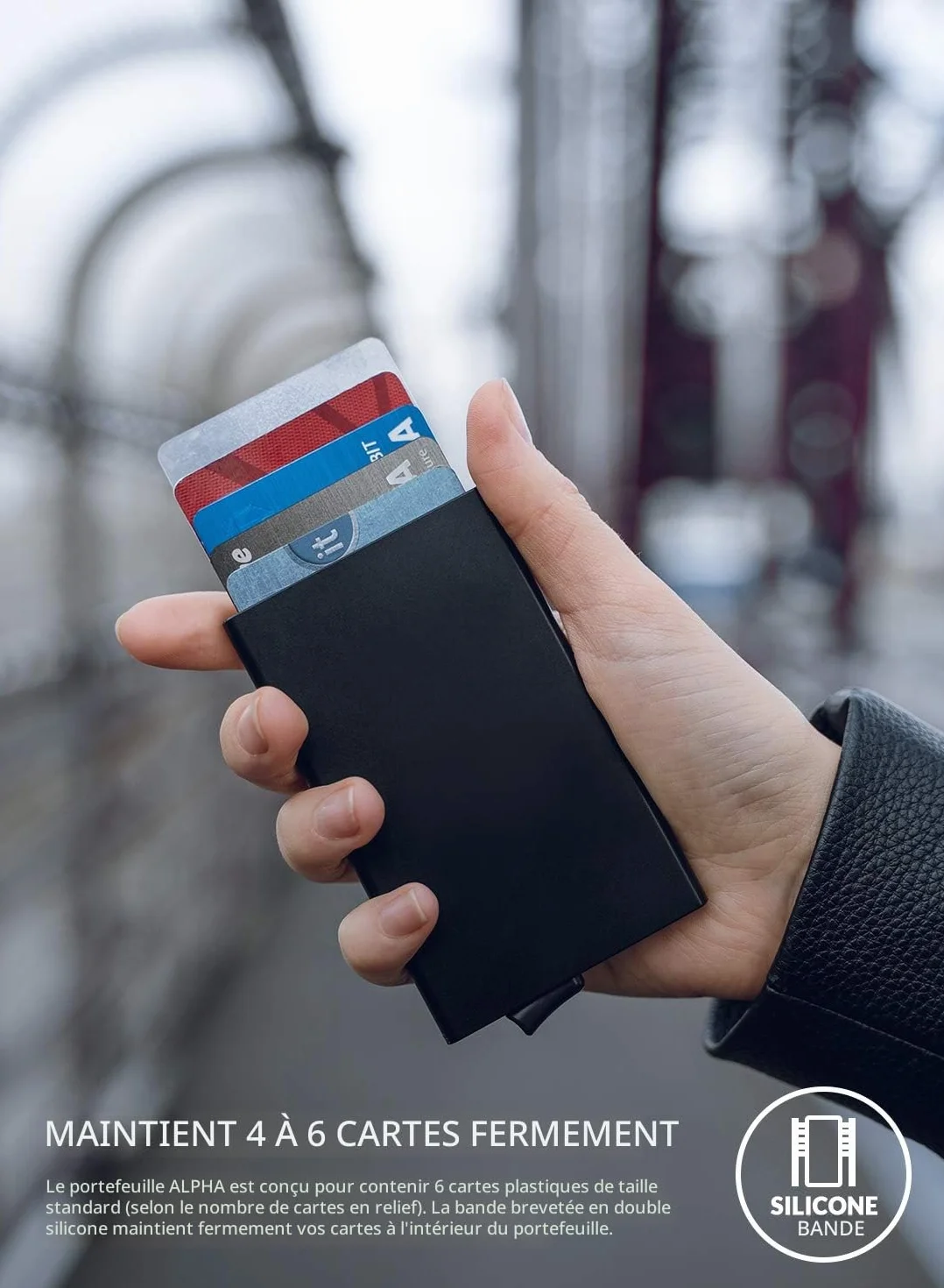VULKIT Porte Carte Métallique Automatique Pop Up RFID Blocage pour 5 Cartes Noir