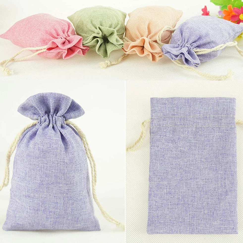 Sachets en Jute 24 Pièces Petit Pochette en Lin Sacs Cadeau avec Cordon Serrage pour Lavande, Bijoux, Mariage