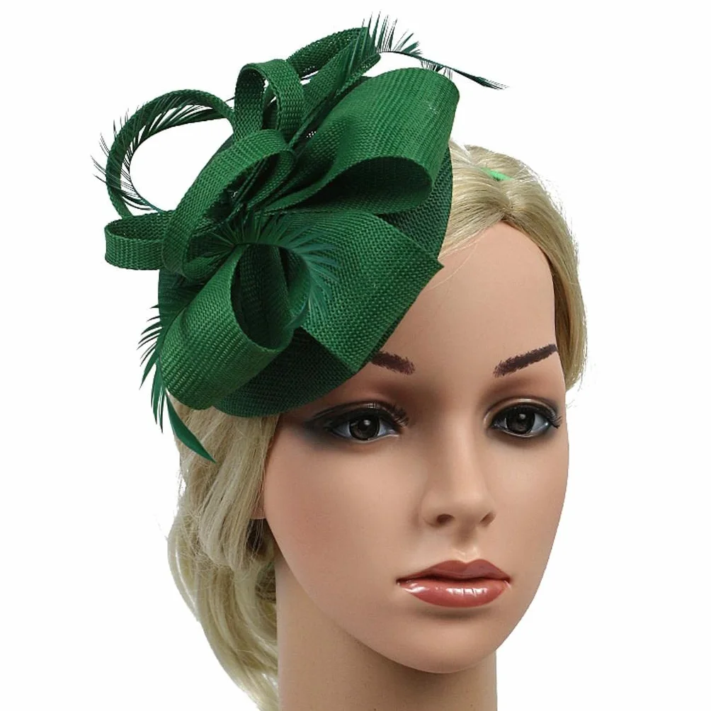 Chapeau bibi à plumes orange pour femme