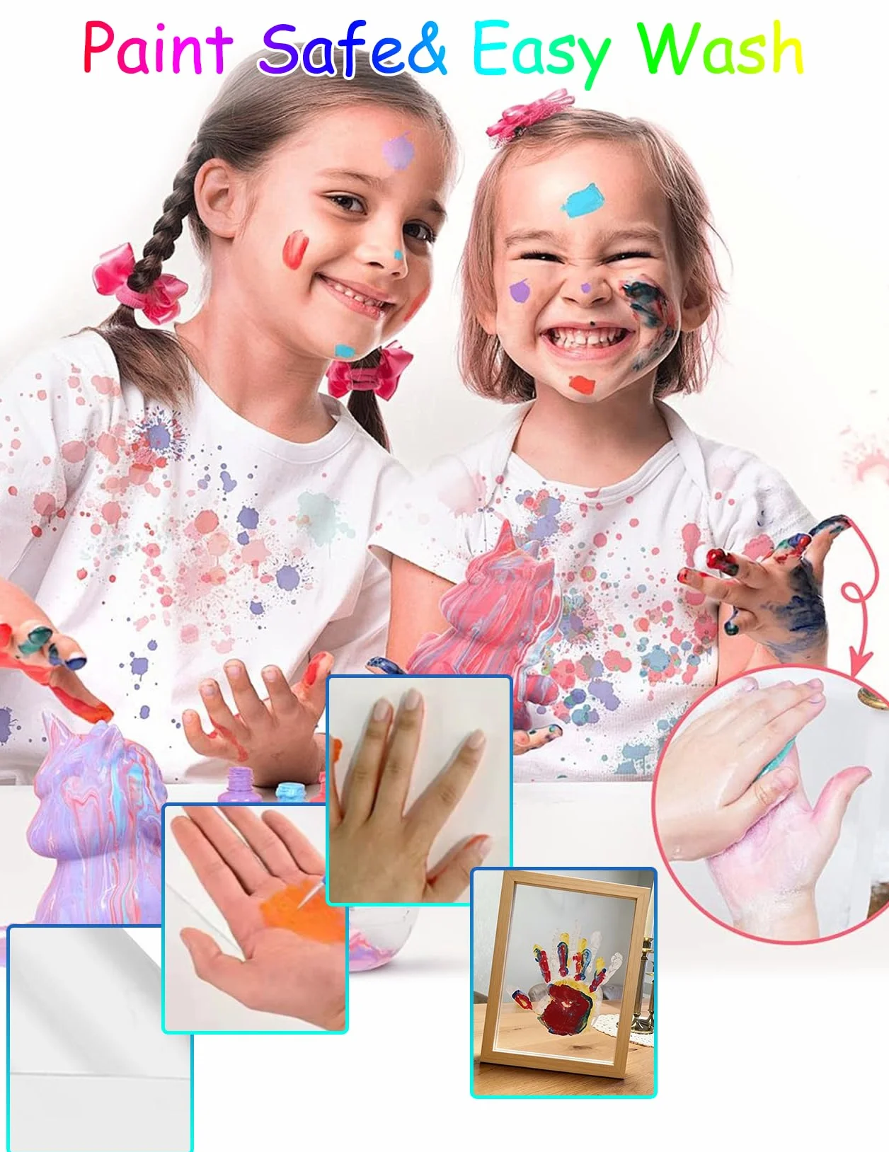SciFiVisi Cadre Empreintes Main Bébé LED 4 Empreintes Noir Cadeau Baptême