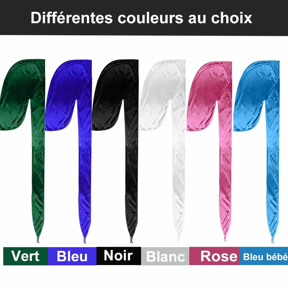 Lot de 6 Durags en Satin pour Hommes avec Longue Queue et Larges Bandes