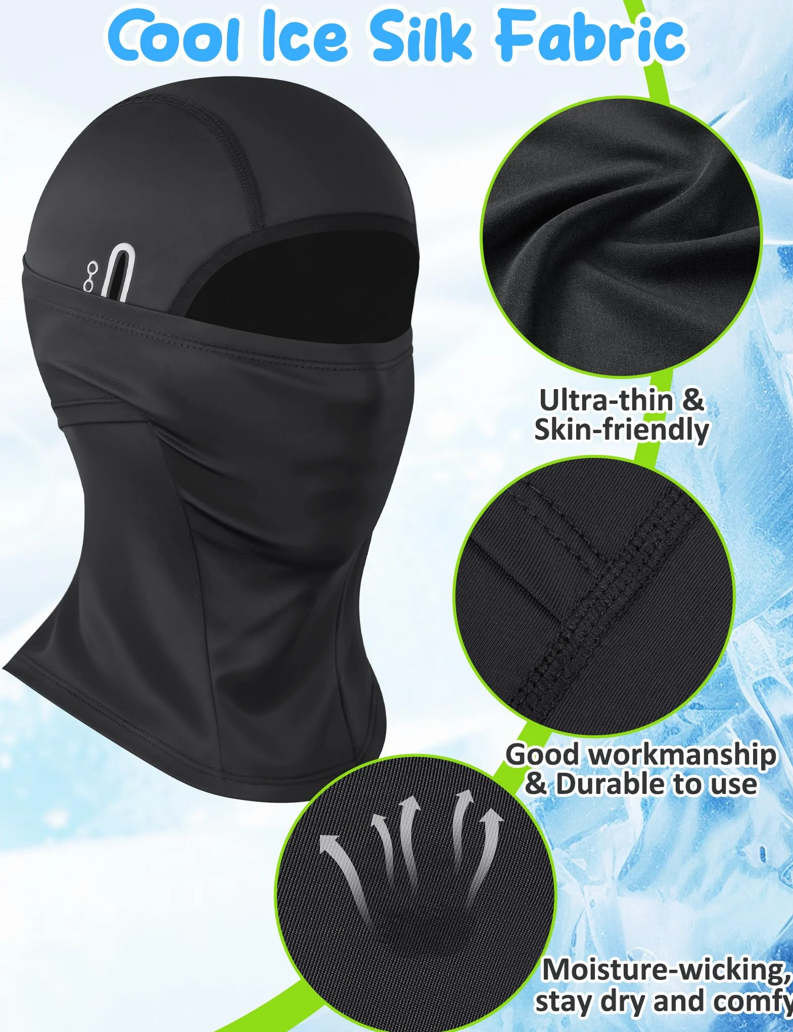 Becellen Cagoule Été Enfants Multifonction Balaclava Soie Glacée Protection UV Tour de Cou Léger Respirant Garçons Filles Running Cyclisme