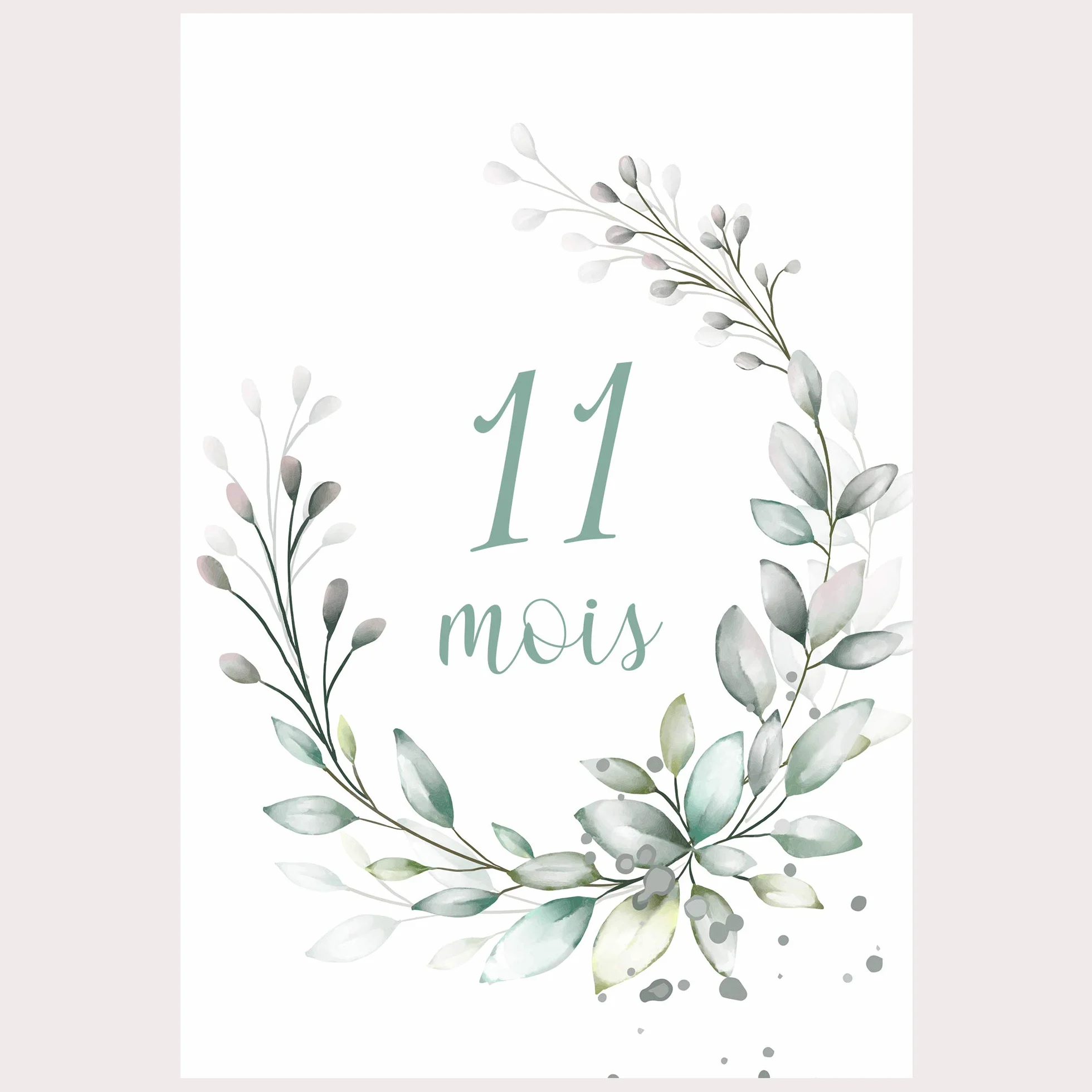 Cartes Étape Bébé Floral Vert – 14 Cartes Souvenir Mois par Mois – Cadeau Naissance Original