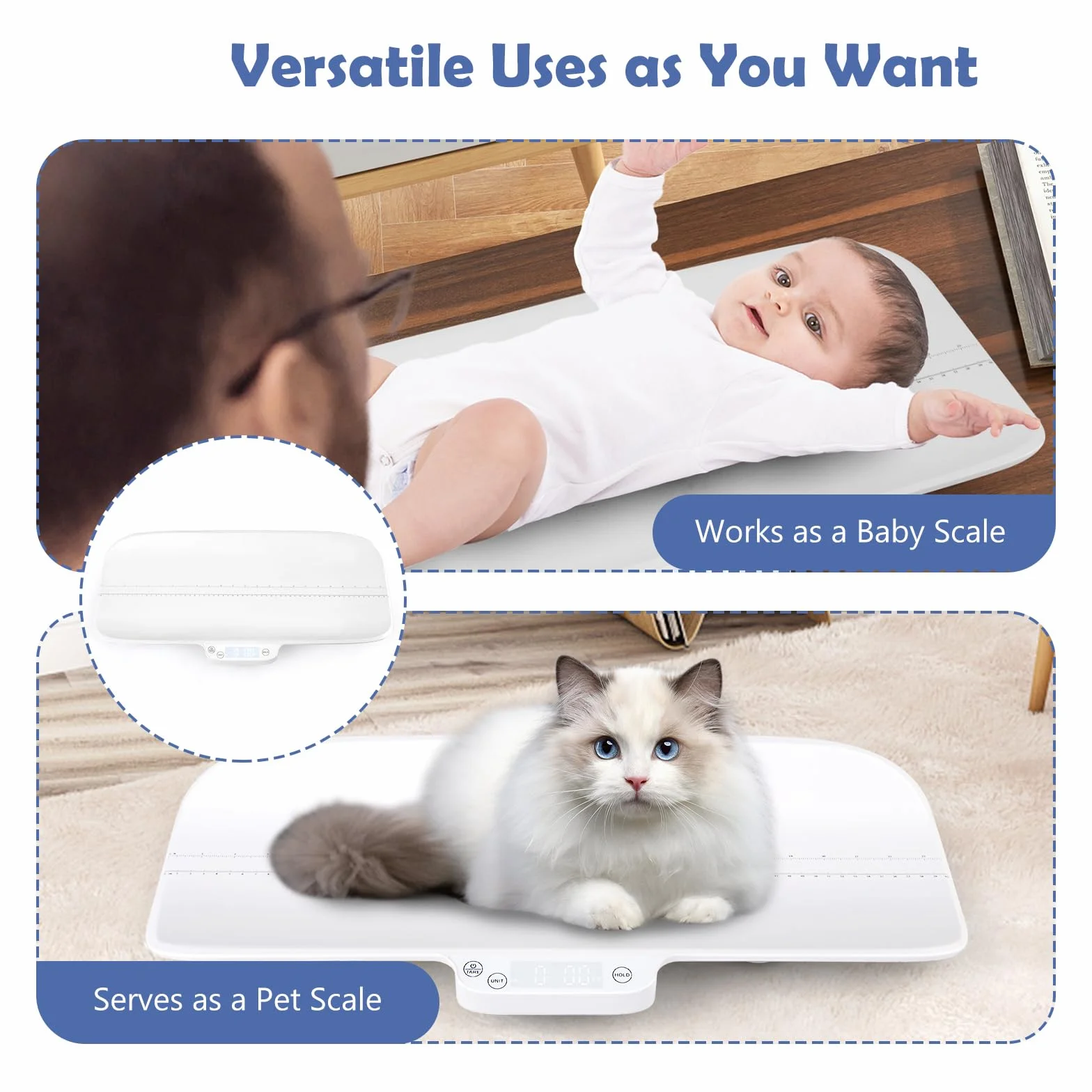 LIFEZEAL Pèse-bébé Numérique Balance Électrique 10g-30kg Précision 2g 60x30 cm