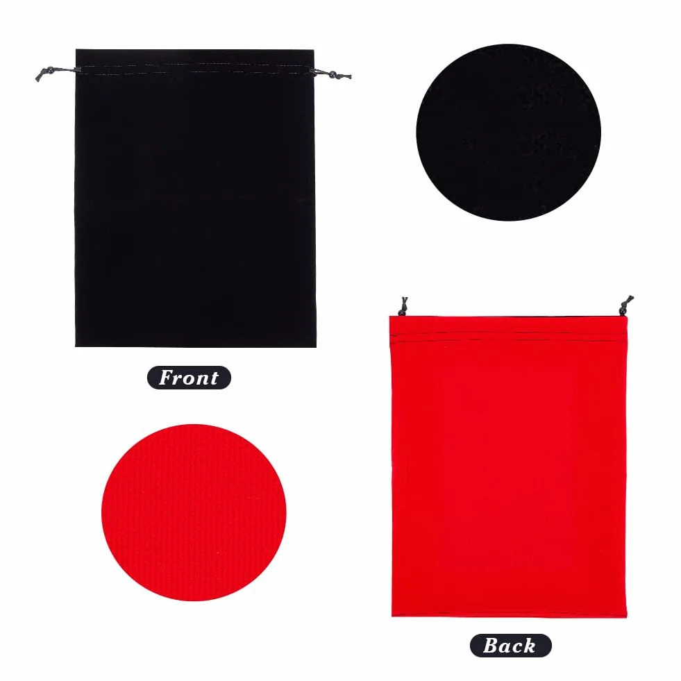 Nbeads 2 Pcs Grandes Pochettes à Bijoux Velours Noir 37x28cm Cordon de Serrage Sacs Cadeaux