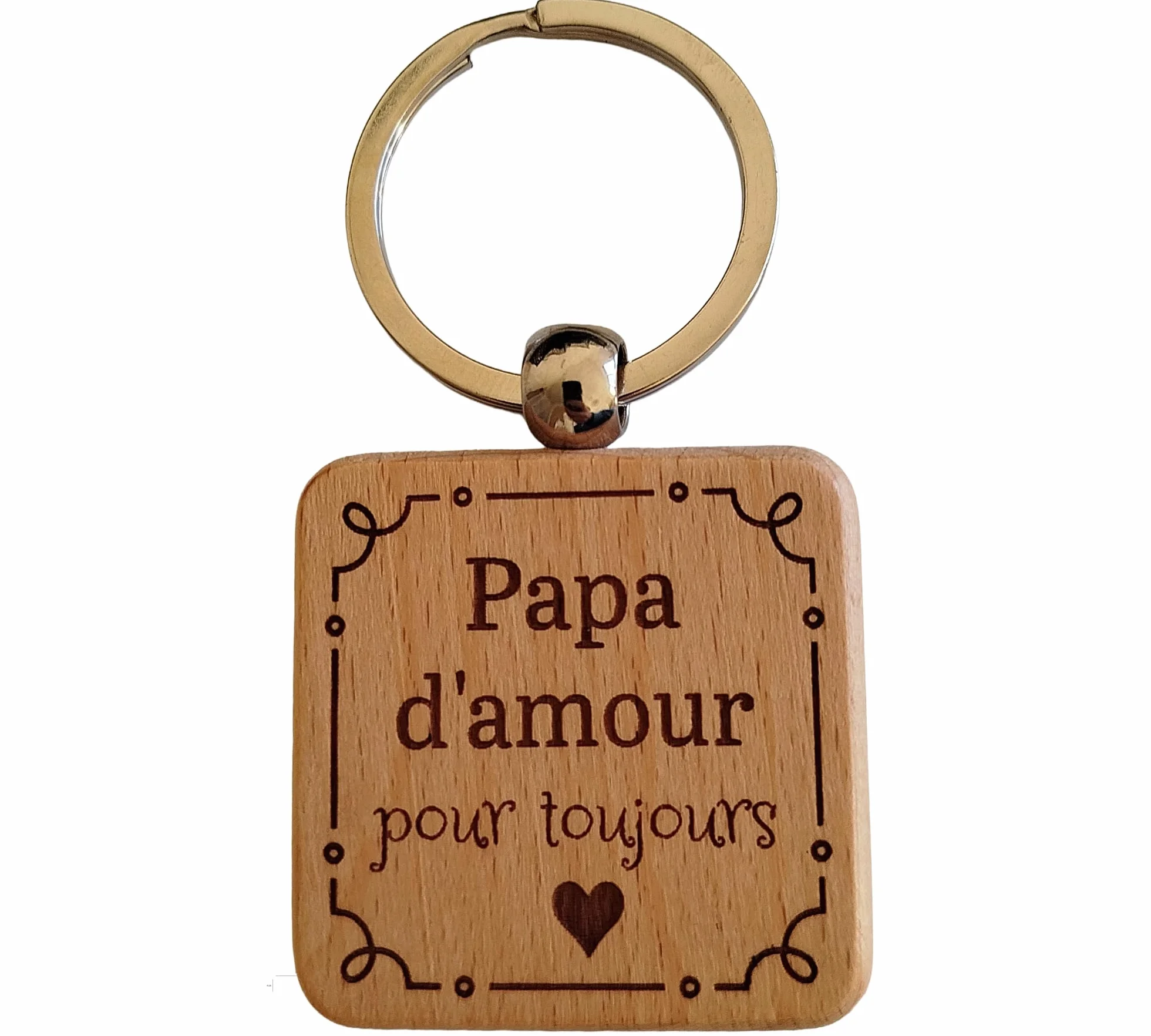Porte-clés Papa et Maman en Bois Gravé Personnalisé - Cadeau Fête des Pères Mères