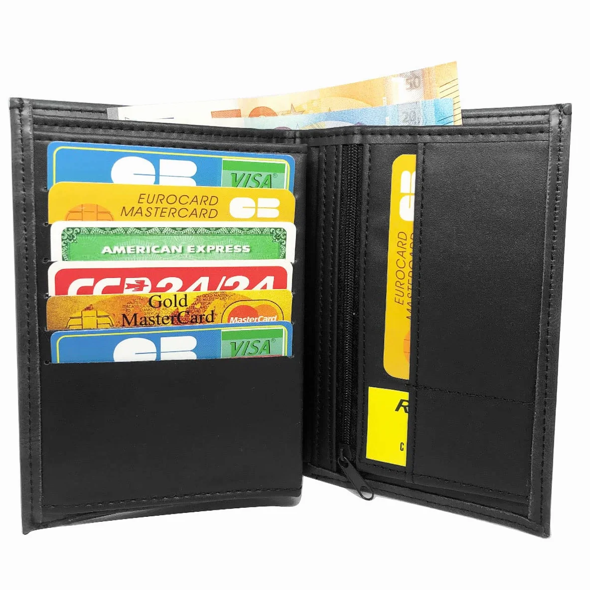 Charmoni Portefeuille Homme Cuir synthétique Porte Carte Crédit Monnaie Noir
