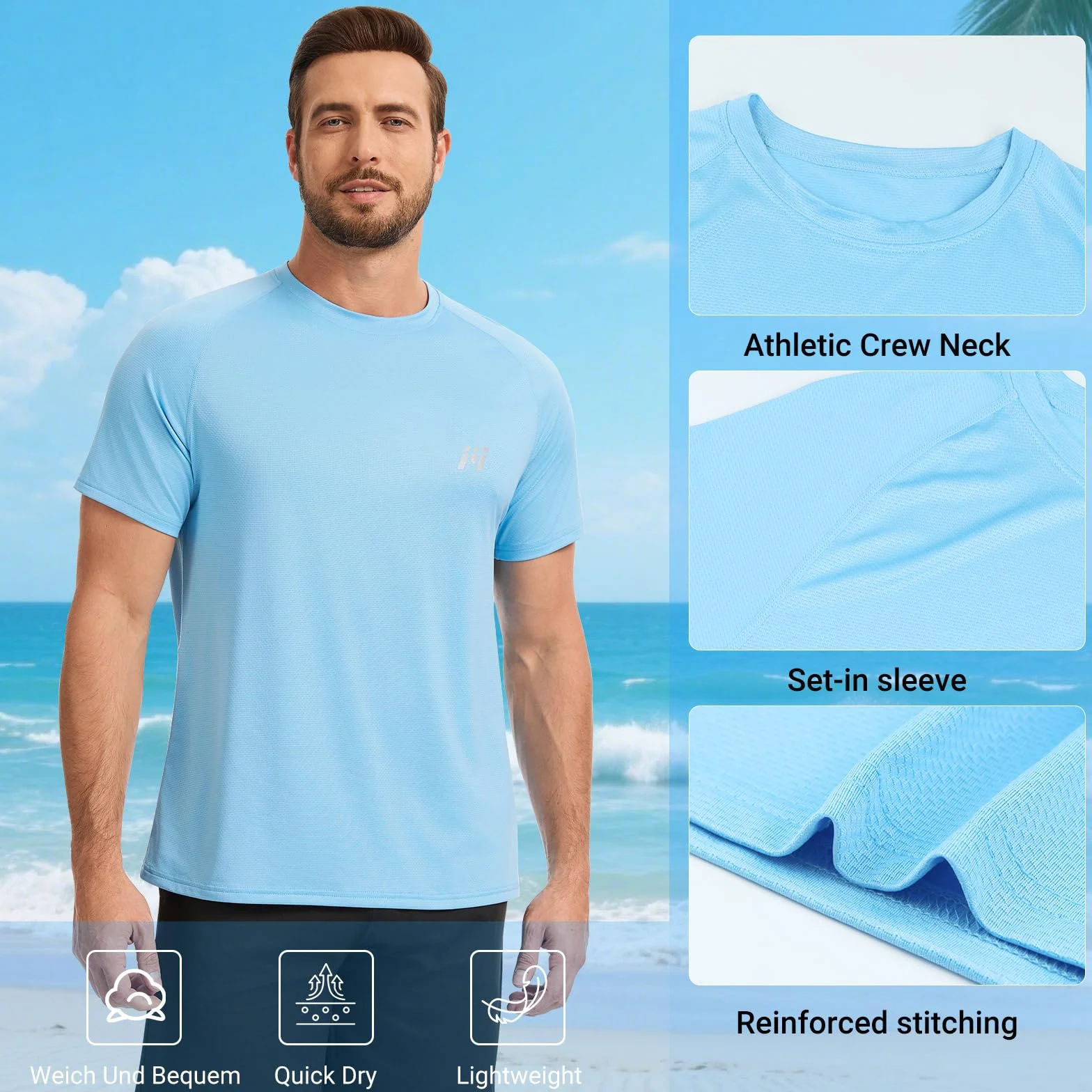 MEETWEE Rashguard Homme UPF 50+ T-Shirt UV Anti-Élasthanne Séchage Rapide Haut de Sport Extensible pour Surf Natation Pêche