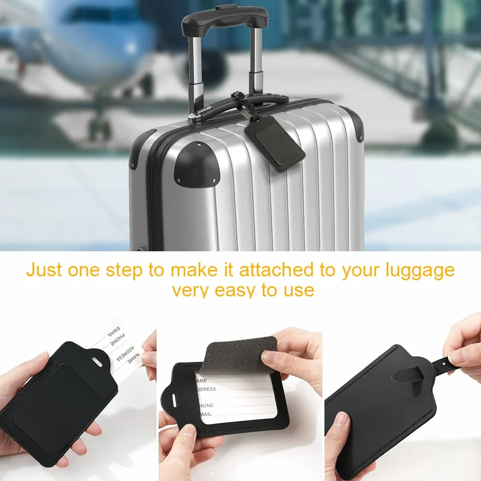 Flintronic 4PCS Étiquettes d'identification pour Bagages, Prévenir Perte Sacs Valises - Noir