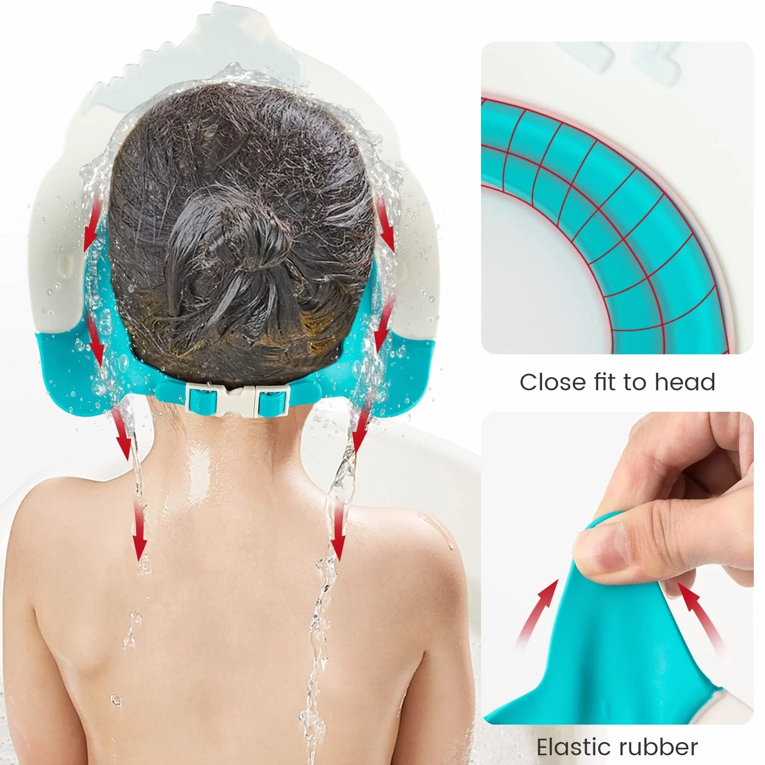 FUNUPUP Chapeau Douche Bébé Visière Casquette de Bain Enfant Réglable Protection Yeux Oreilles Visage Bleu