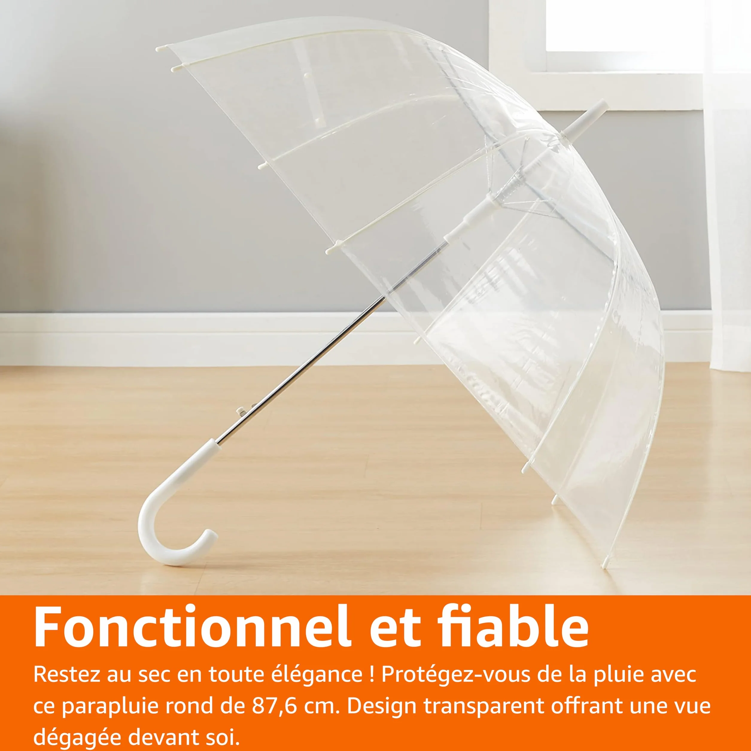 Amazon Basics Parapluie Bulle Octogonale Transparent 34.5 inch