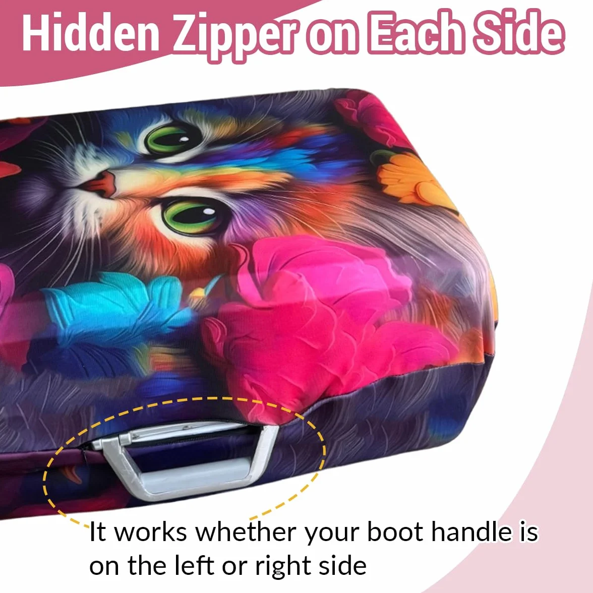Housse Valise Protection Elastique Motif Chat Imprimé 3D Anti-Rayures pour Suitcase 18-32 Pouces