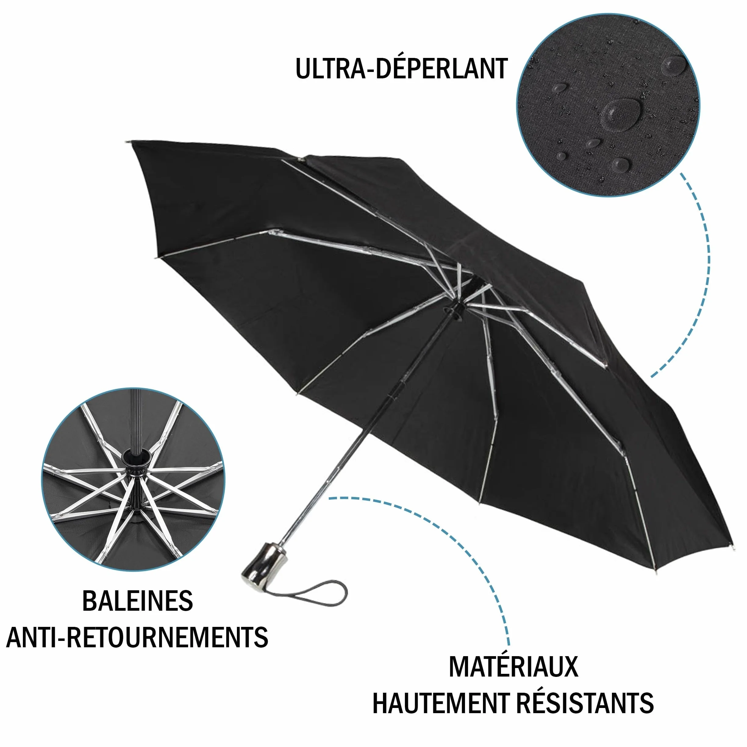 Isotoner Parapluie anti-retournement x-tra solide déperlant automatique