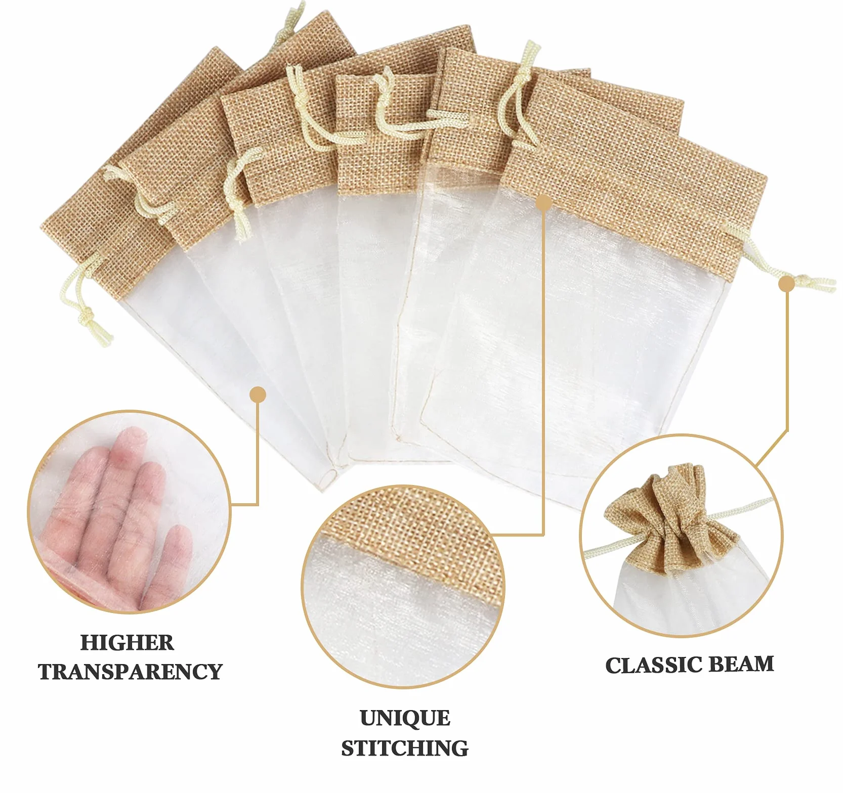 Pochettes Cadeau en Organza 30 Sachets 10x15cm avec Cordon de Serrage Réutilisable pour Bijoux Mariage Bricolage