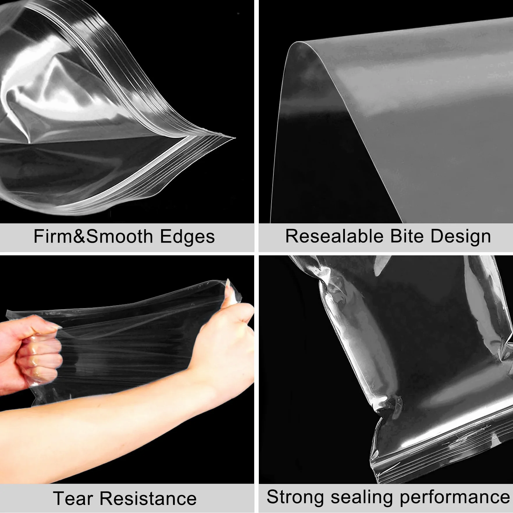 Sachets Plastique Transparents Refermables 40x60cm 15 Pièces Sac Zippé Rangement