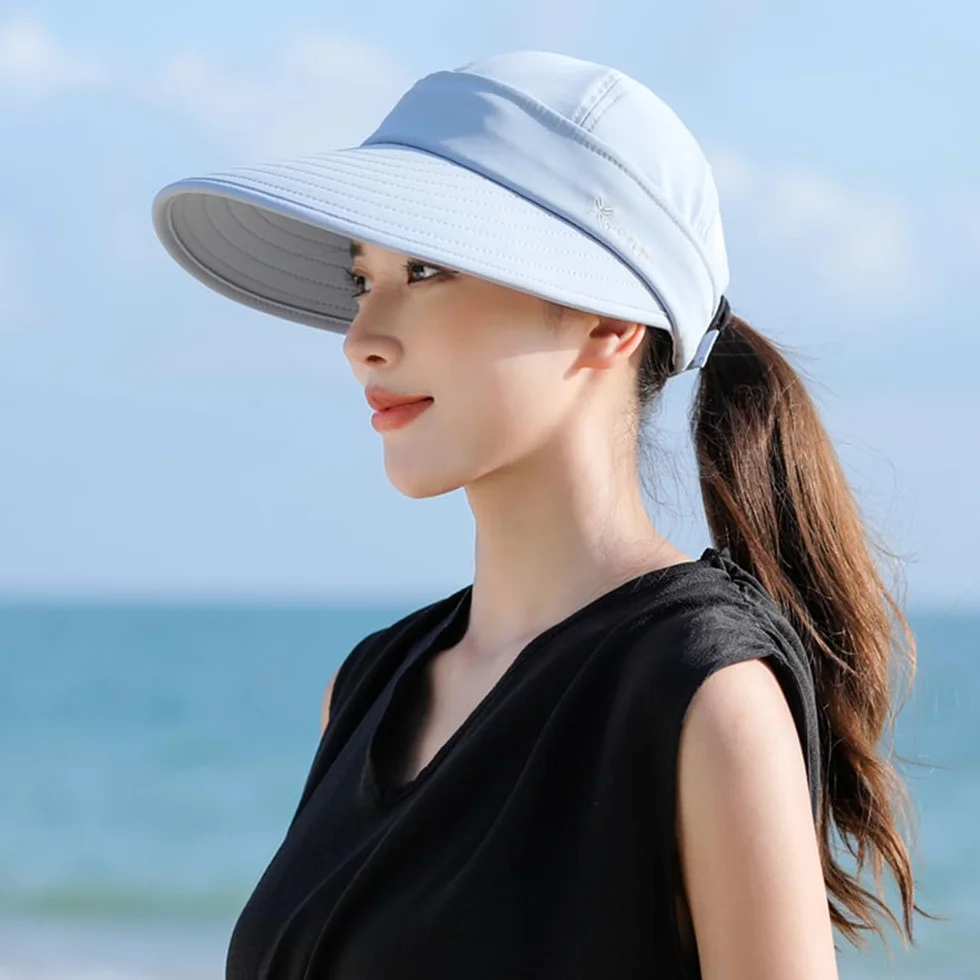 Casquette Visière Sport Été Chapeau de Soleil Démontable Femme Large Bord Pliable Protection UV