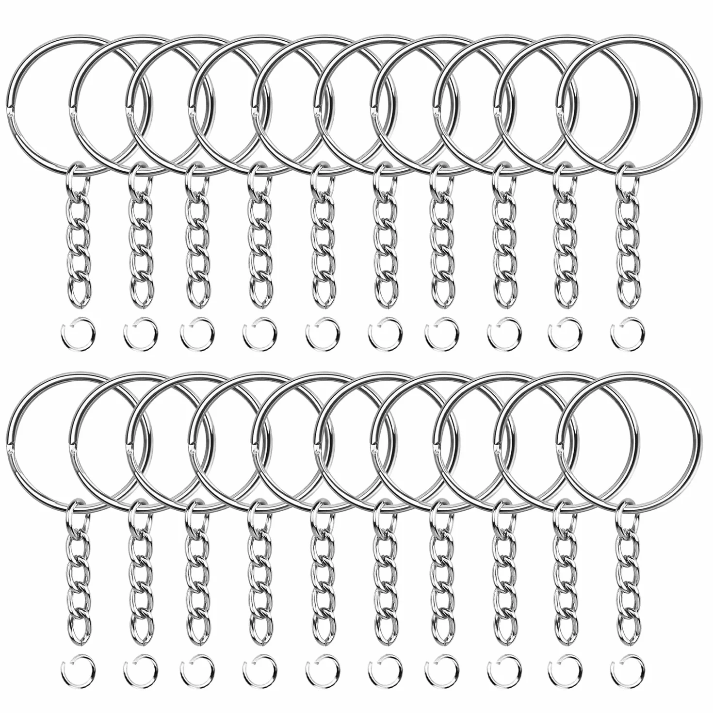 Porte-clés Avec Chaîne 20 Pièces Anneaux de Saut Ouverts 25 mm pour Loisirs Créatifs Bricolage