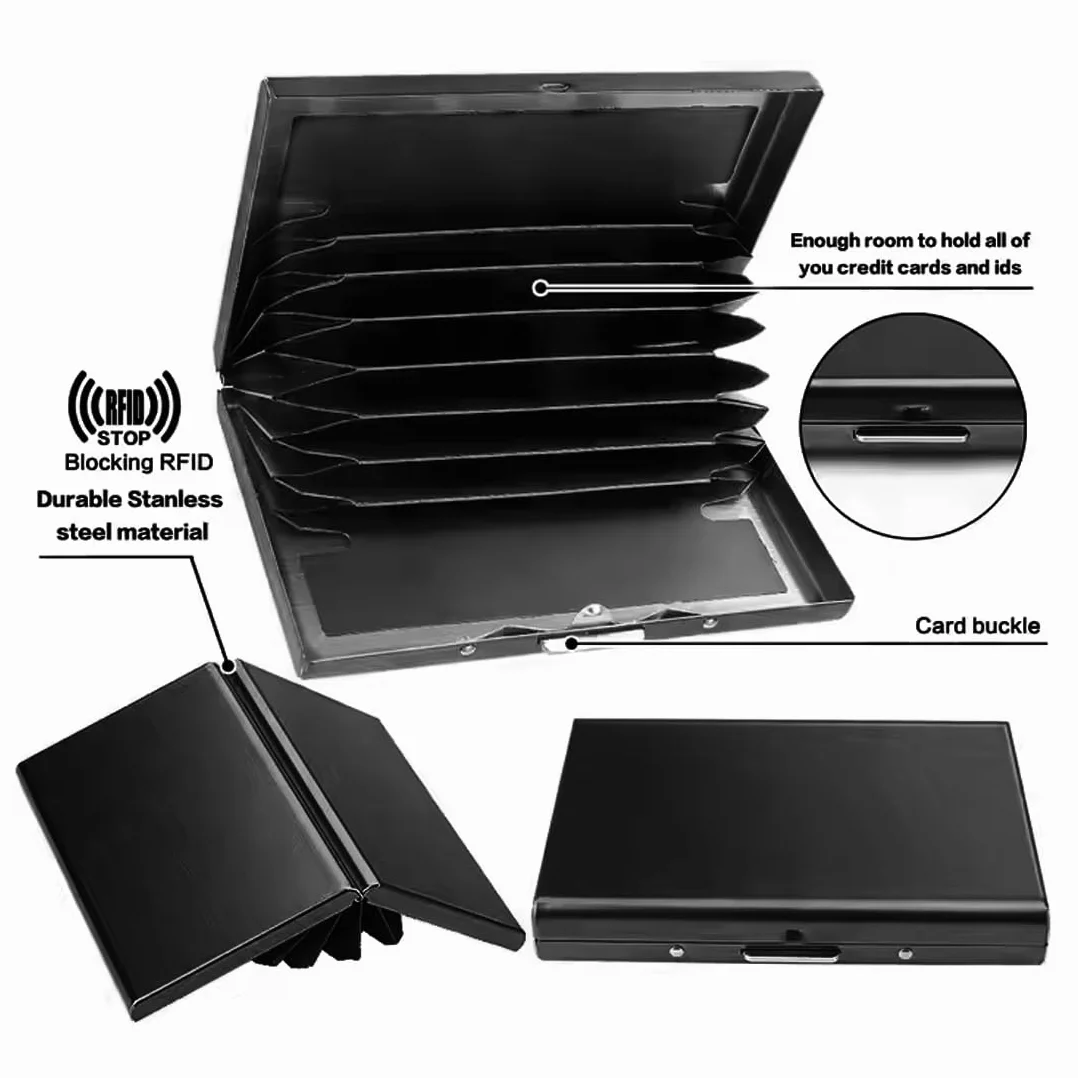 Porte-Cartes RFID Métal 10 Compartiments Protection RFID NFC Étui Carte Bancaire Homme Femme