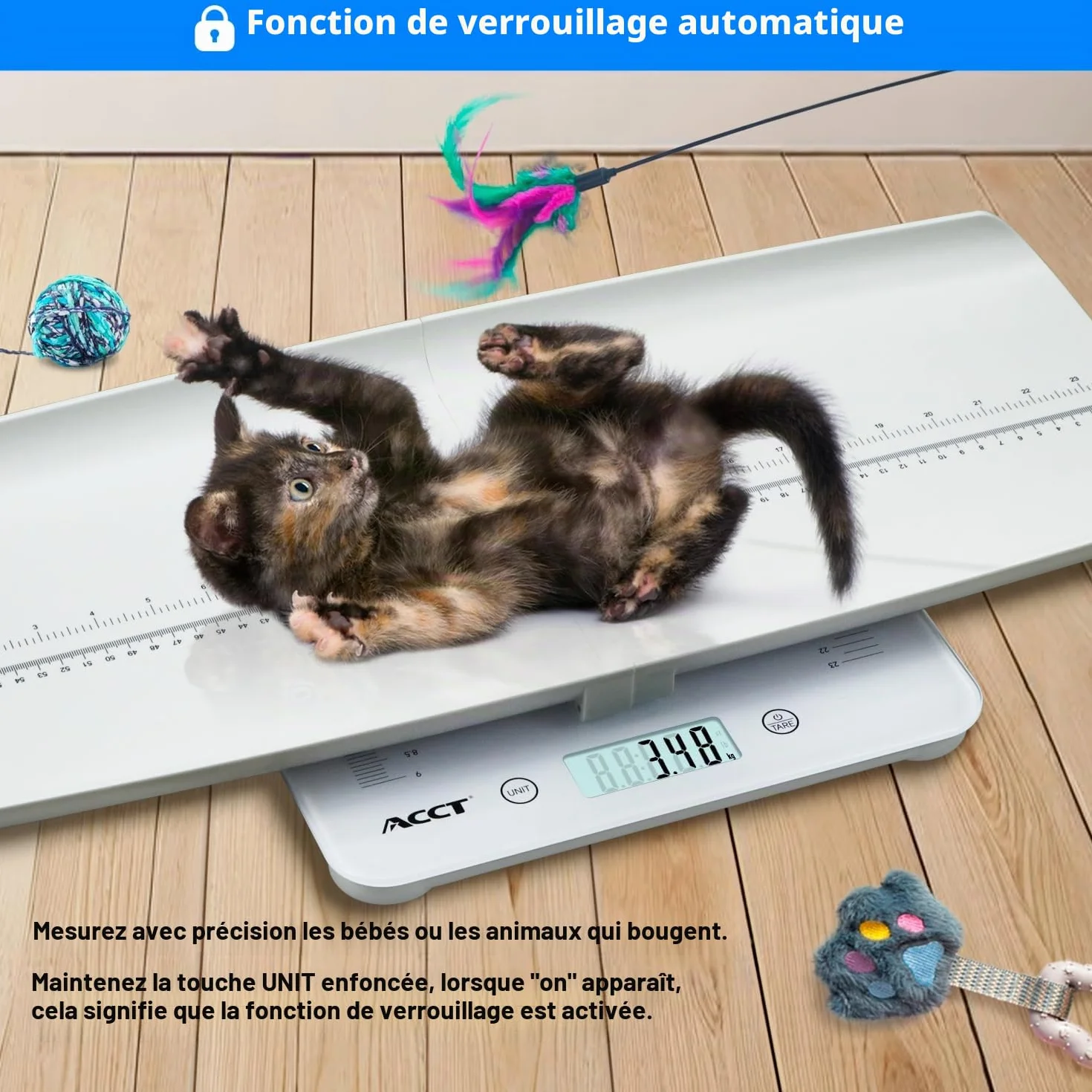 Pèse-bébé numérique 440 lb avec support amovible pour bébés, chats et chiens