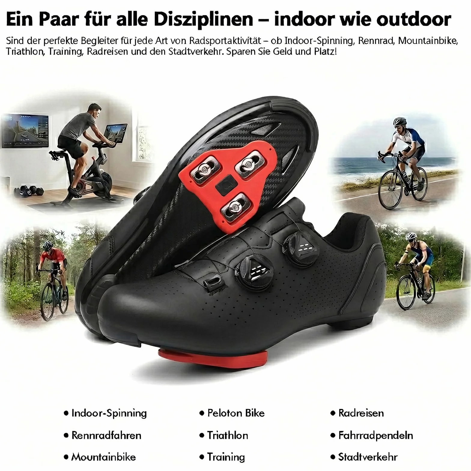 Chaussures de vélo compatibles Peloton SPD-SL Look Delta Keo légères VTT fitness spinning