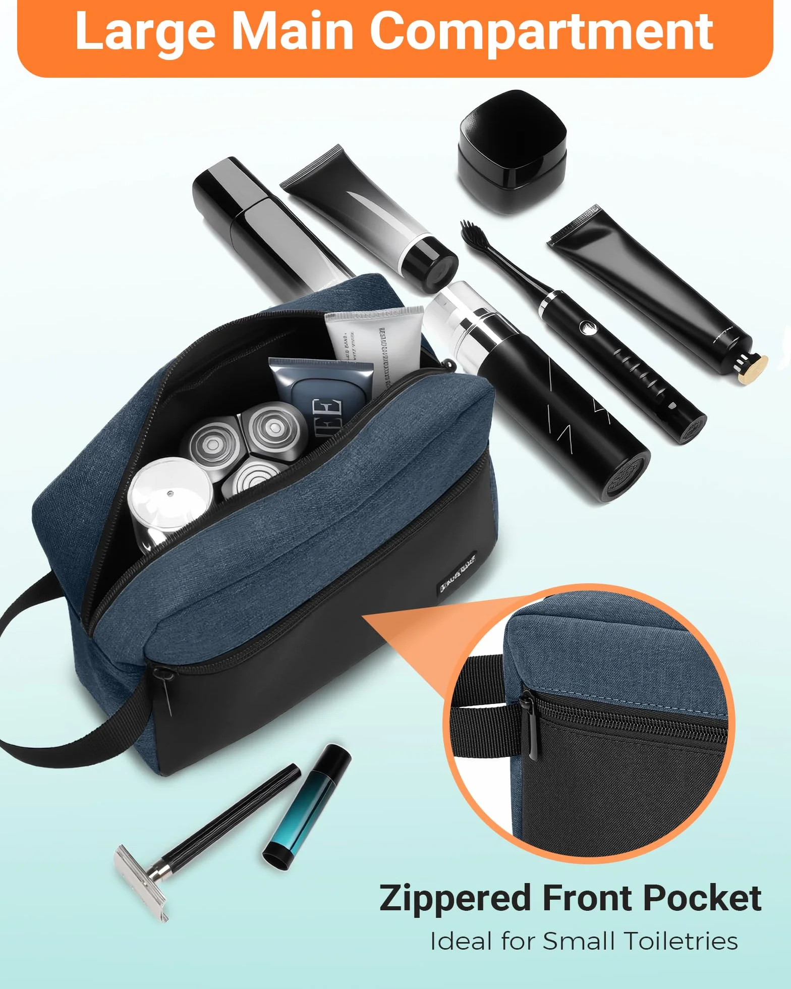 Trousse de Toilette Suspendre Homme Voyage Noir Bleu Foncé