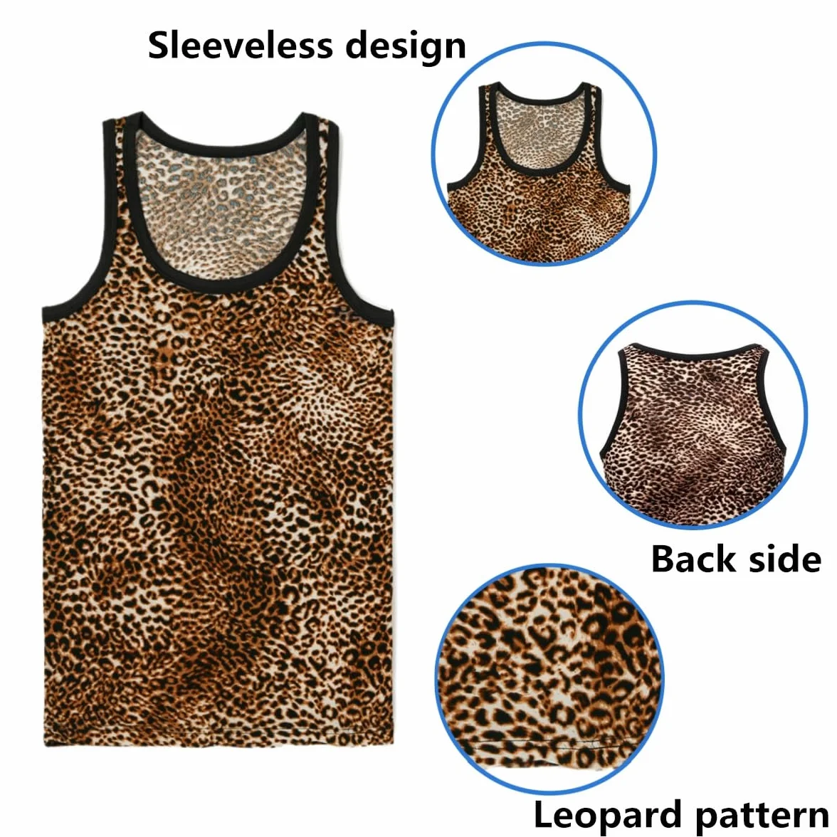 Débardeur léopard homme gilet athlétique sans manches ajusté t-shirt sexy imprimé léopard fête rave discothèque sous-vêtements respirants