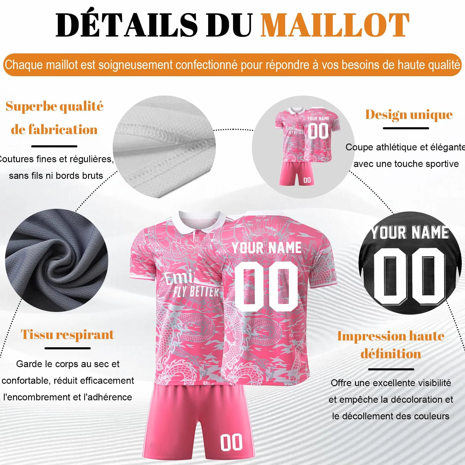 Maillot de Foot Enfant Personnalisé Nombre Ensemble Football Homme Cadeau Fans