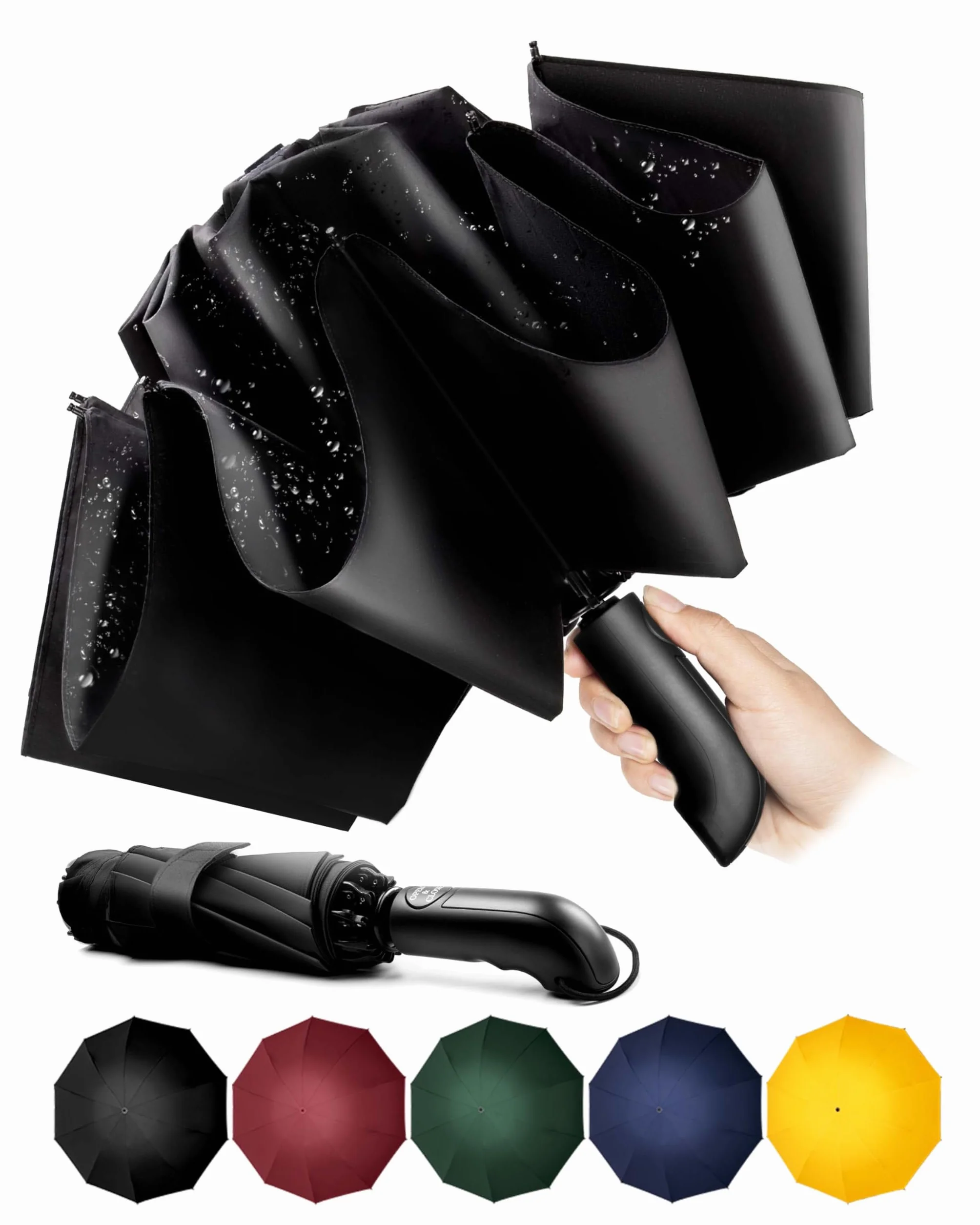 Parapluie Pliant inversé Compact Automatique Coupe-Vent Homme 210T 10 Sections