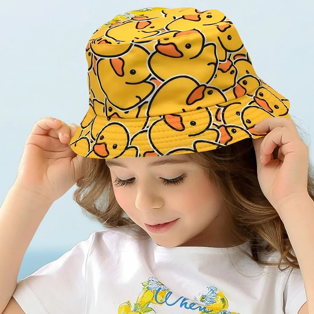 Chapeau de Seau Coton Unisexe, Chapeau de Pêche Soleil, Jaune Canard, 1 Pièce