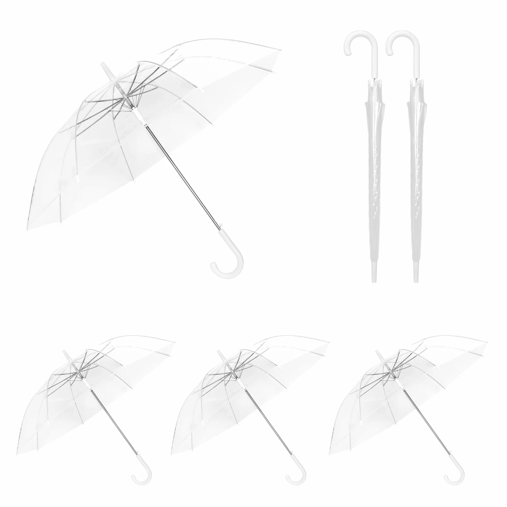 Parapluie transparent automatique 100 cm lot de 6 pour une personne