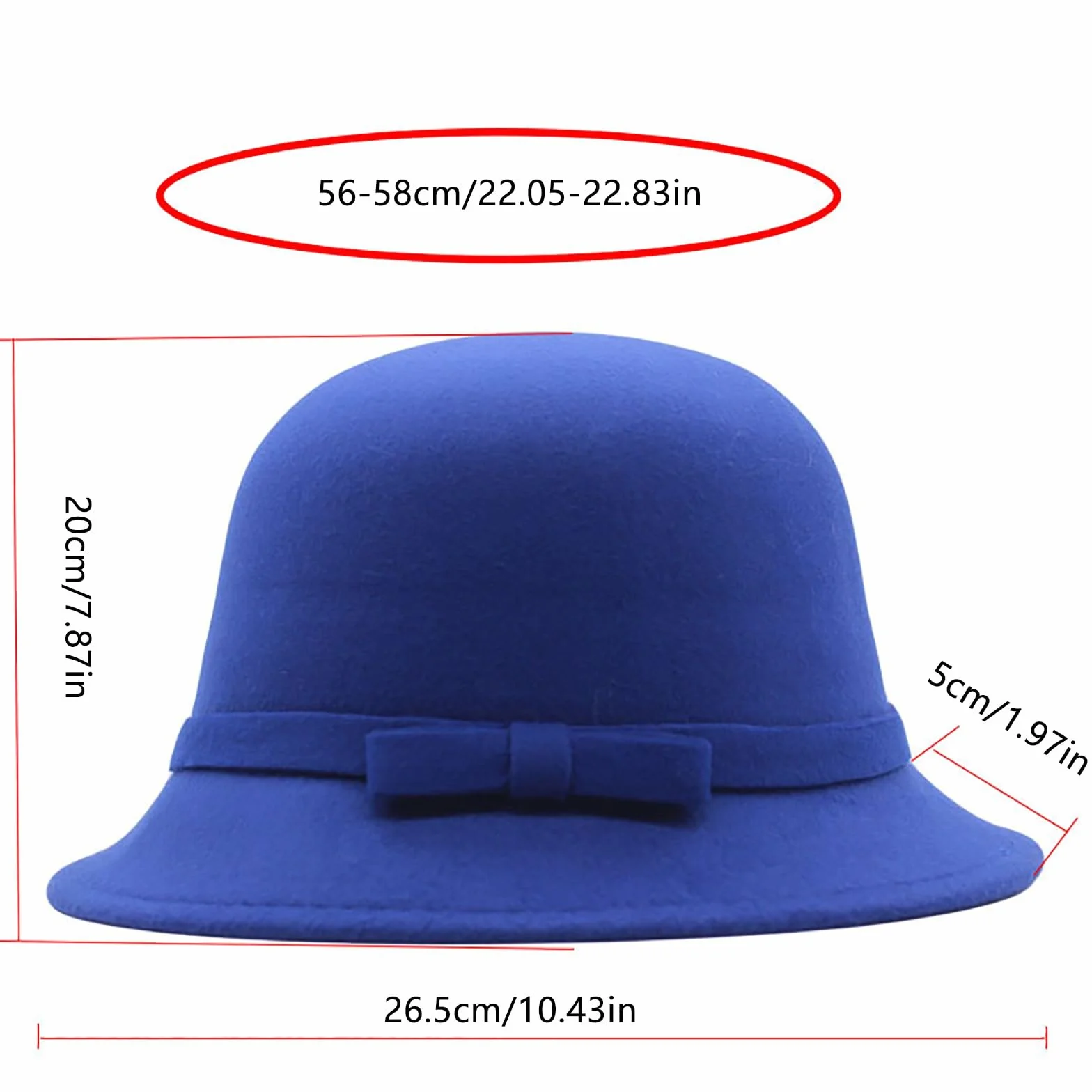 Chapeau cloche vintage années 1920 en laine synthétique avec ceinture