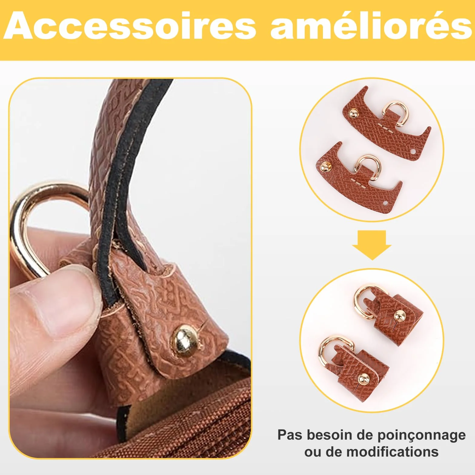 Bandouliere Cuir pour Sac Longchamp Mini Le Pliage Femme