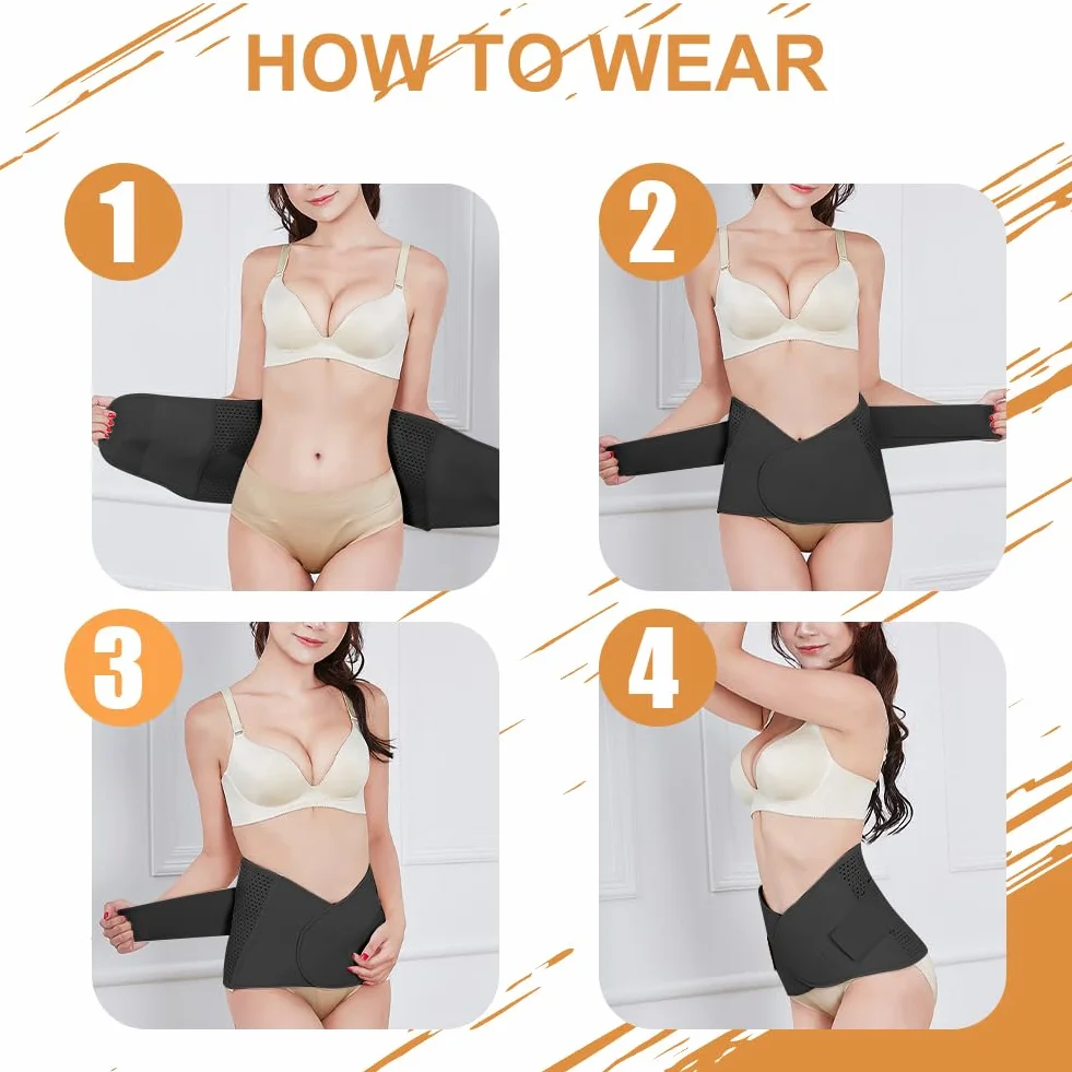 ACWOO Ceinture Post Accouchement Récupération Abdominale Gainante avec Extenseurs de Taille Réglable Respirant Ventre Plat Gaine Post-Partum