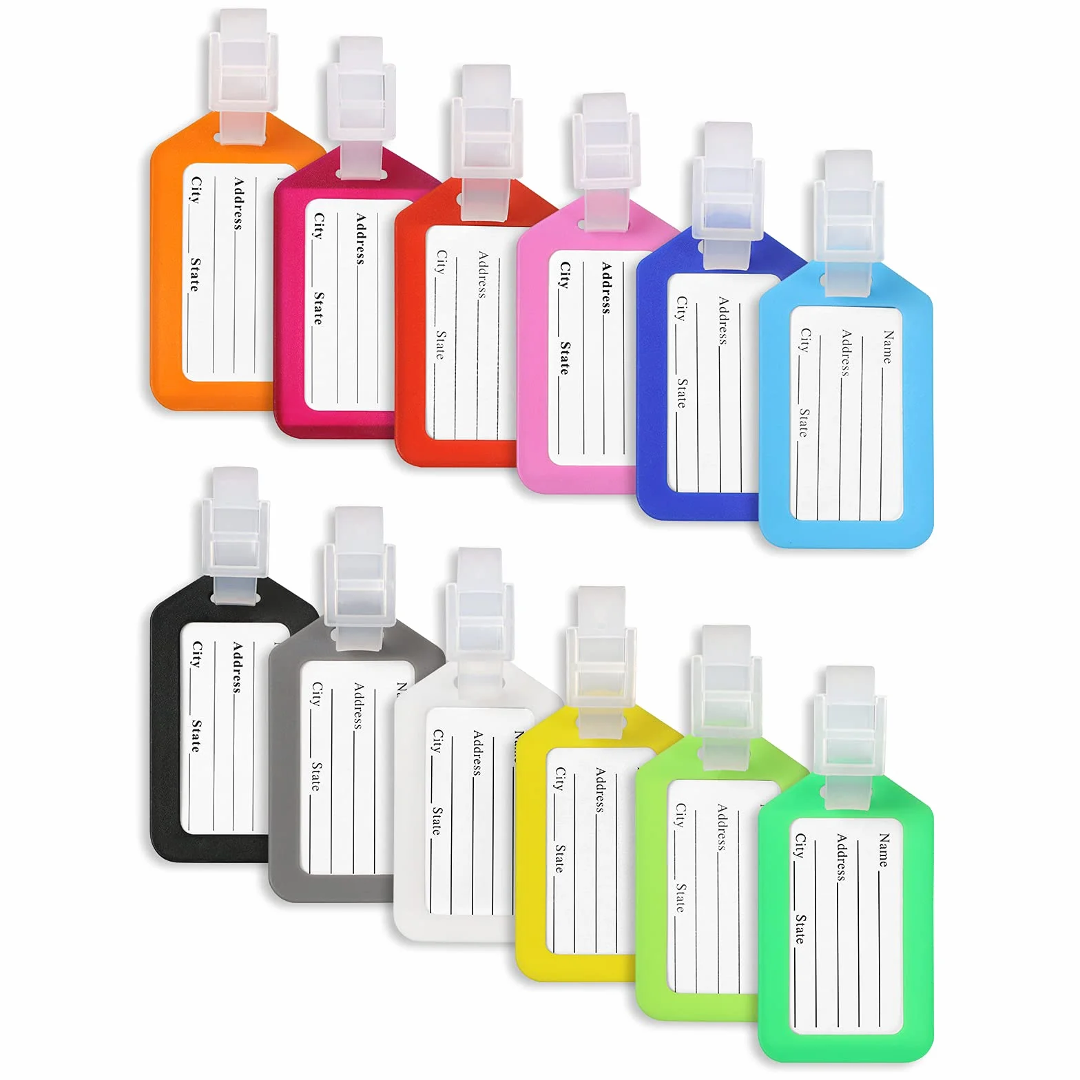 Vicloon 12PCS Étiquette Bagage Valise avec Carte Nom Adresse Numéro Plastique