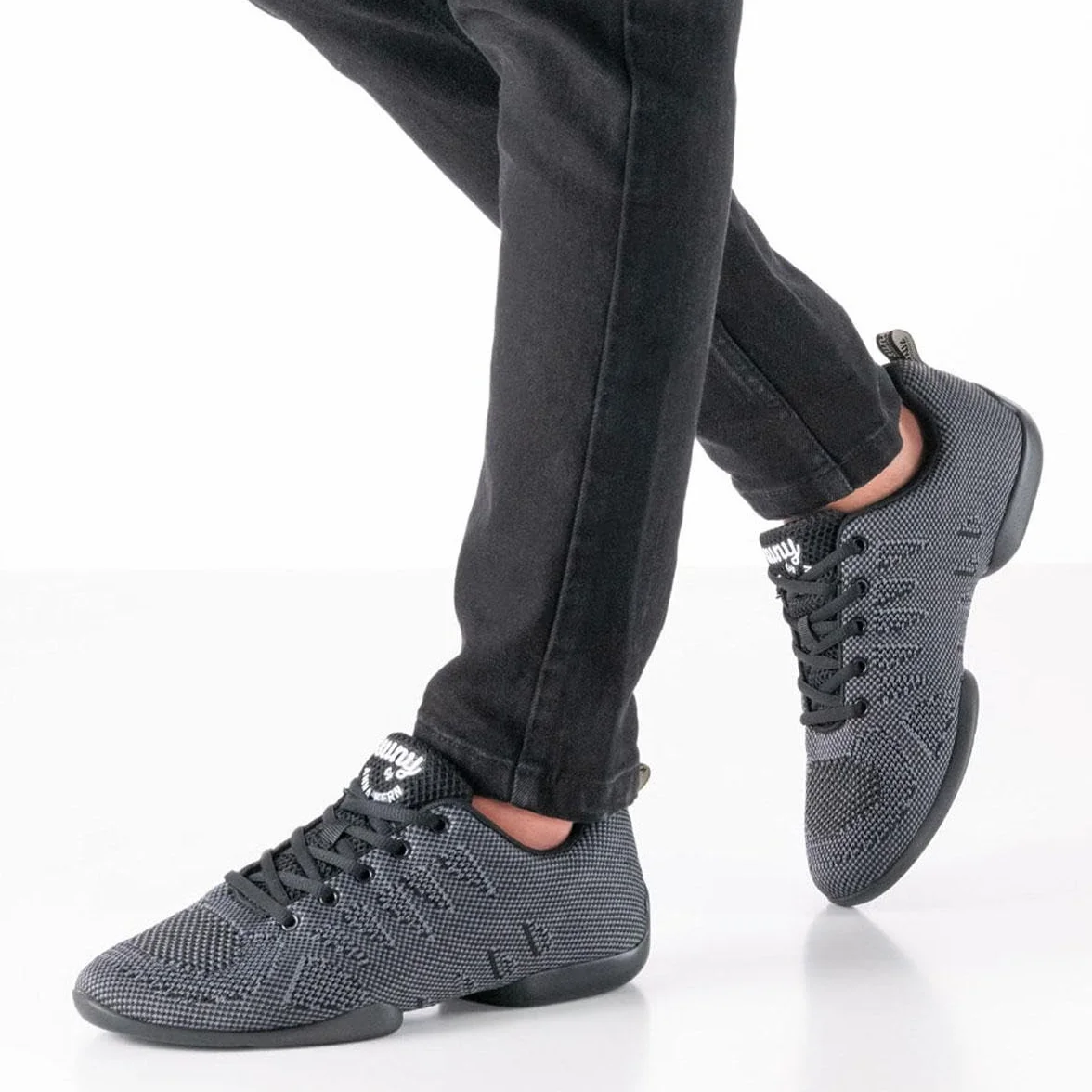 Anna Kern Baskets de danse pour homme 4050 Bold - Textile noir/gris - Semelle en polyuréthane divisée