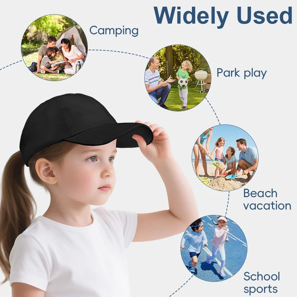 Casquette de Baseball Enfant Garçons Filles, Chapeau de Soleil Réglable en Coton Anti-UV