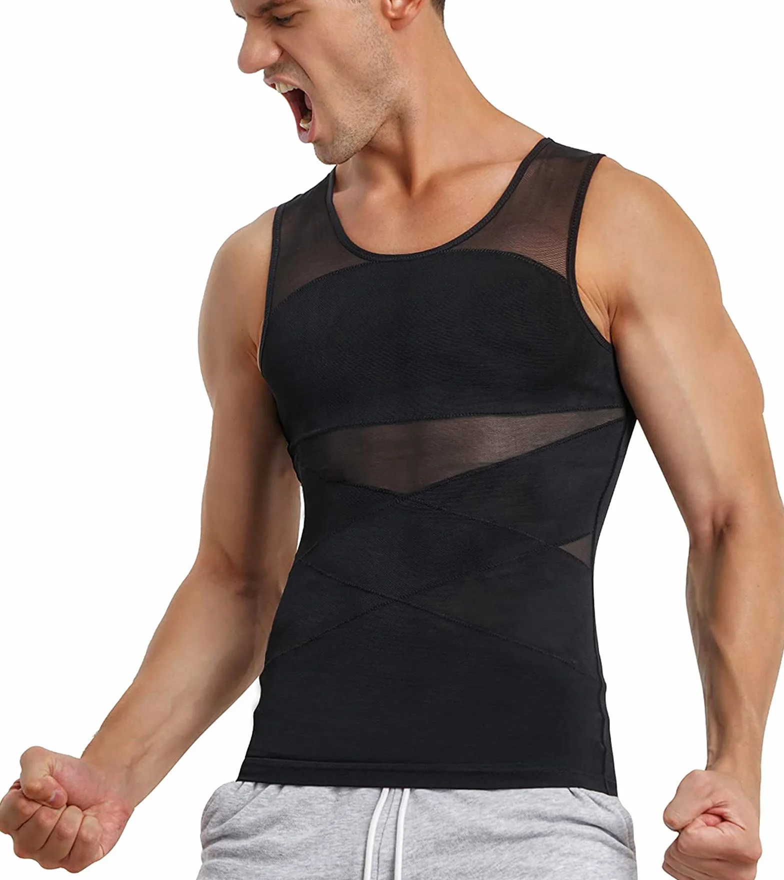 Débardeur de Compression Homme Gaine Ventre Plat T Shirt Gainant Minceur
