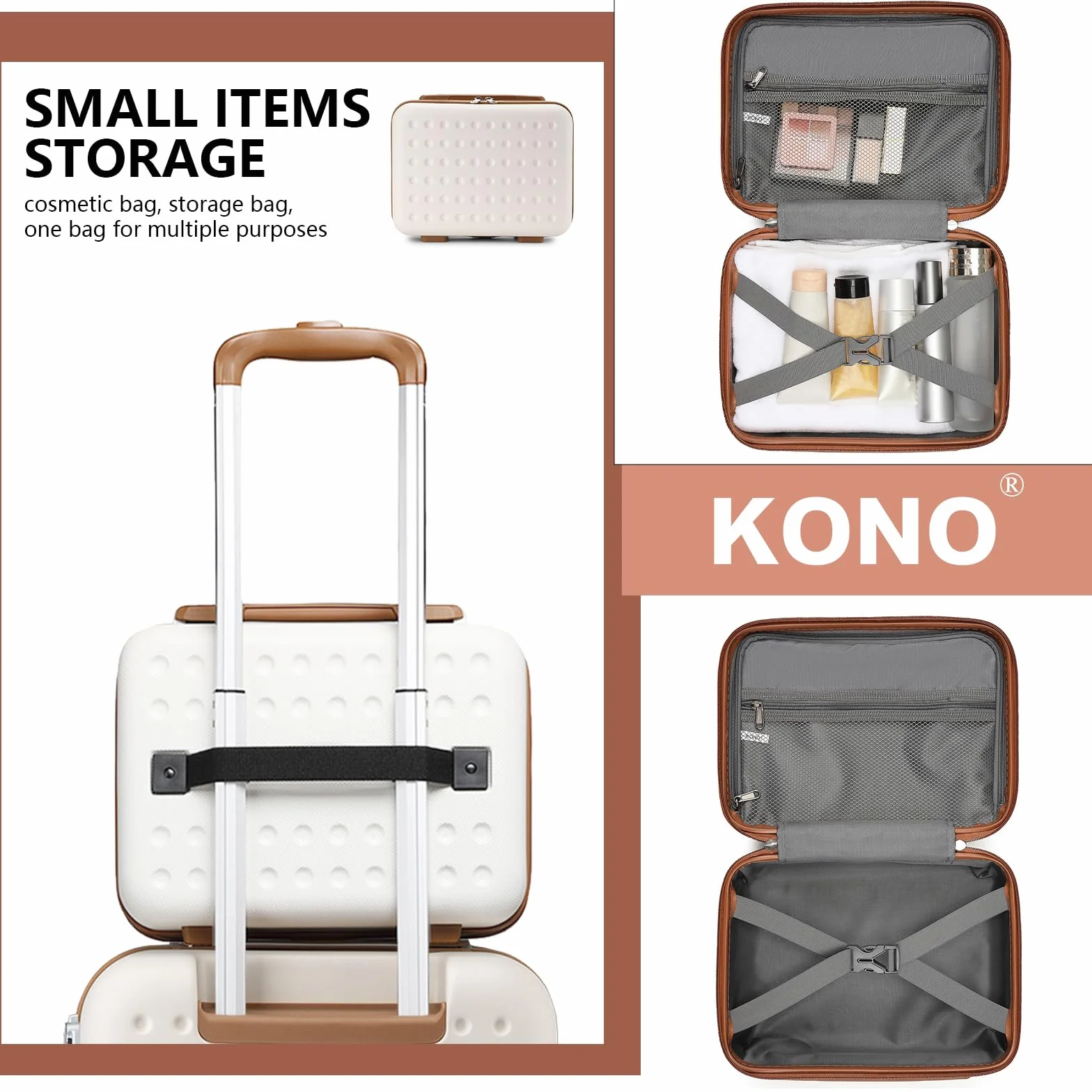 Kono Vanity Case Rigide ABS+PC 31x25x16 cm 11L Voyage Crème