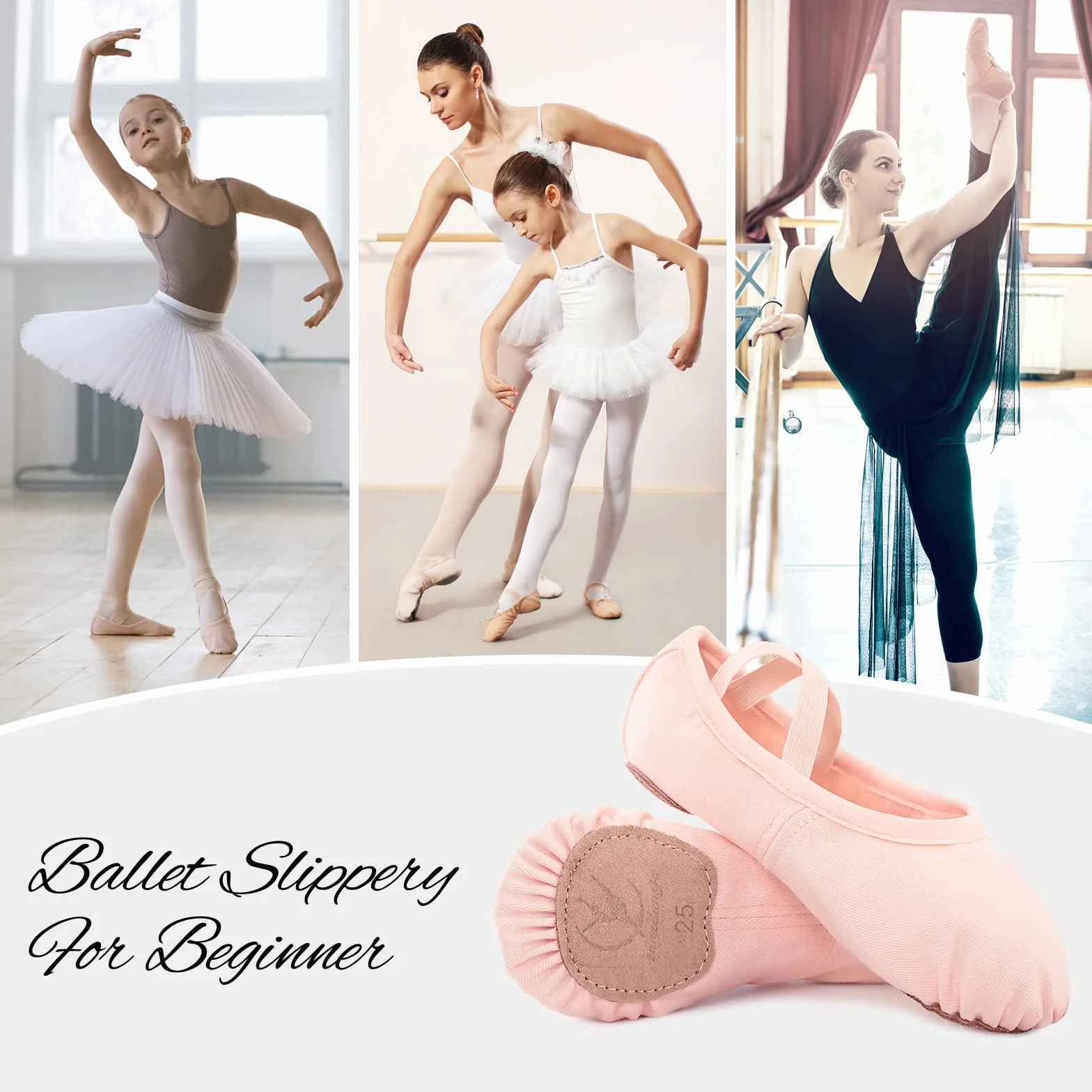 Chaussures de Danse Classique Demi Pointe Toile Ballet Fille Enfants