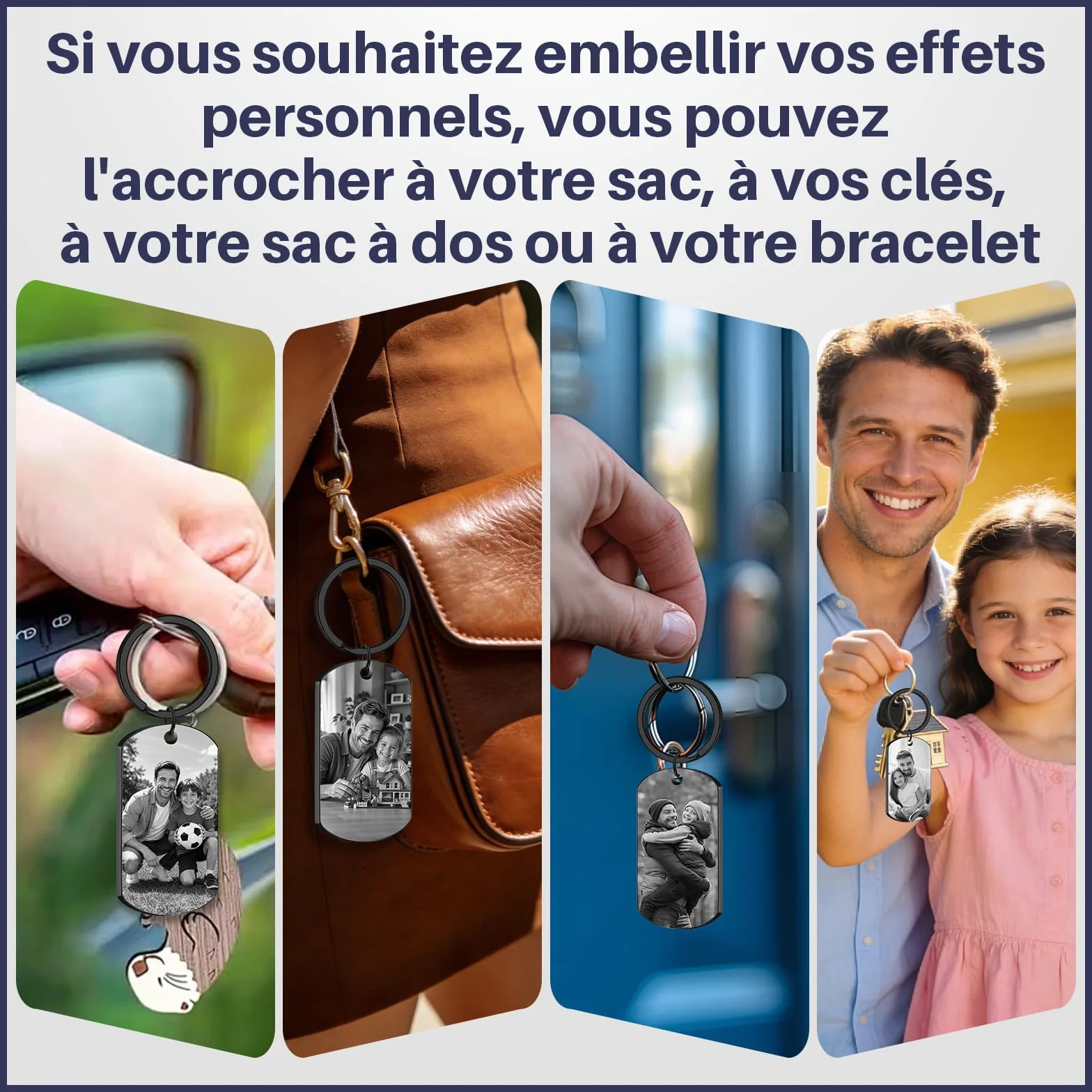 Porte Clef Photo Personnalisé Cadeau Fête des Pères pour Papa