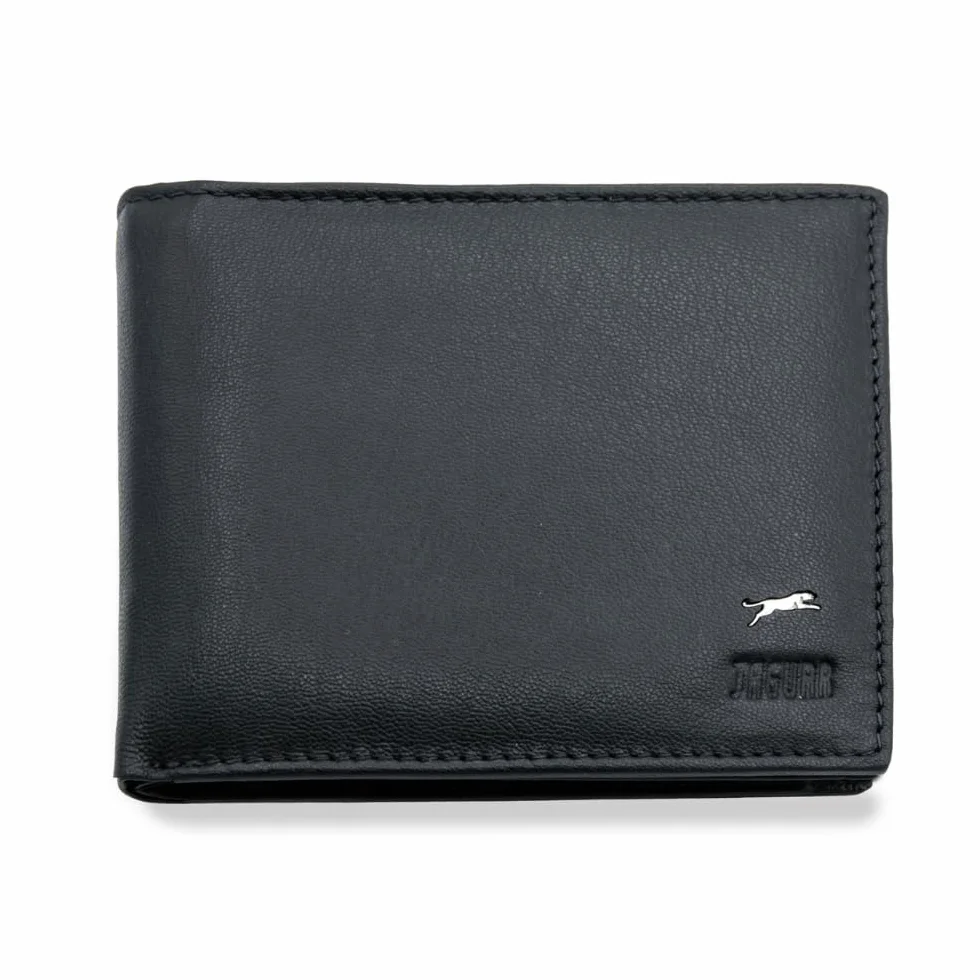 JAGUAR Portefeuille Homme Cuir Noir avec Fentes pour Cartes, Léger 75 g