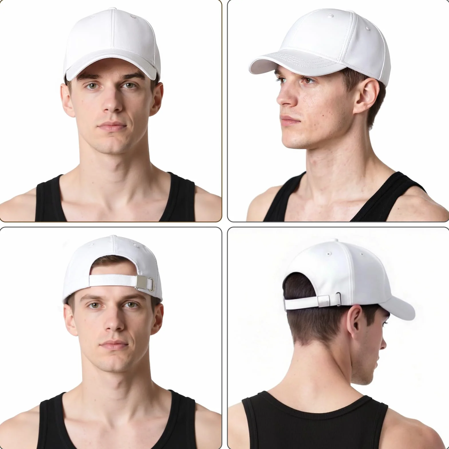 Casquette de Baseball Coton Anti-Soleil Réglable Homme Femme Unisexe Classic Chapeau Sport Extérieur Sunhat (Blanc)