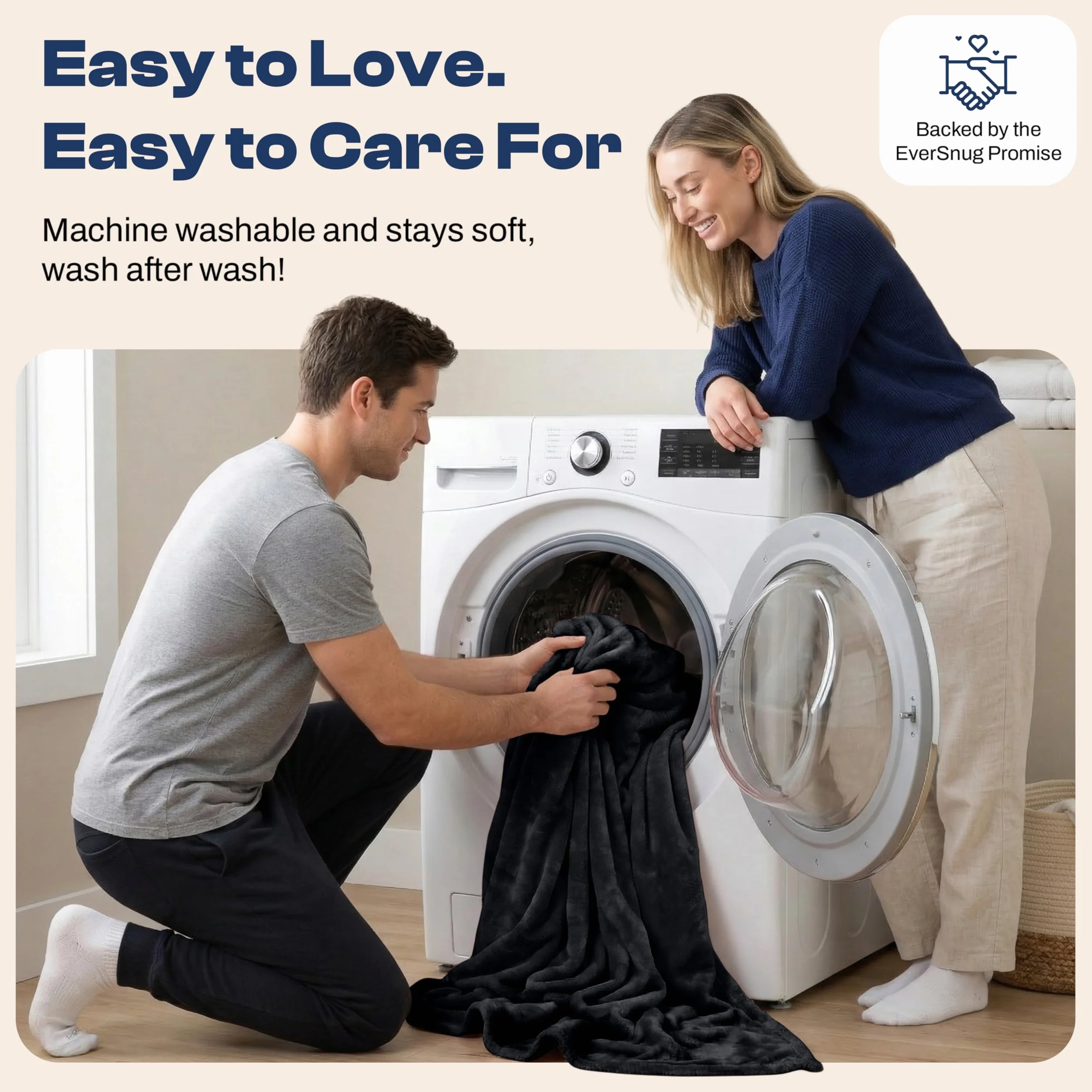 EverSnug Couverture et Oreiller de Voyage 2 en 1 Douce avec Housse de Coussin Souple, Housse de Bagage à Main et Clip pour Sac à Dos Noir