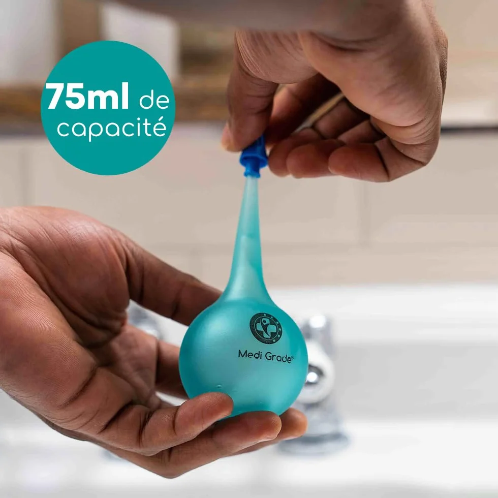 Medi Grade Seringue Plastique 75 ml pour Nettoyage Oreille avec Bout à Quadruple Jet