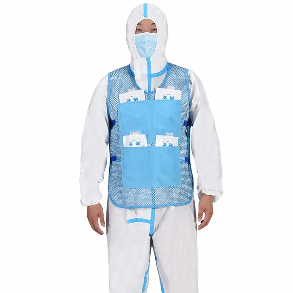 Gilet Rafraîchissant avec 8 Packs de Glace, Gilet de Refroidissement Réglable Imperméable